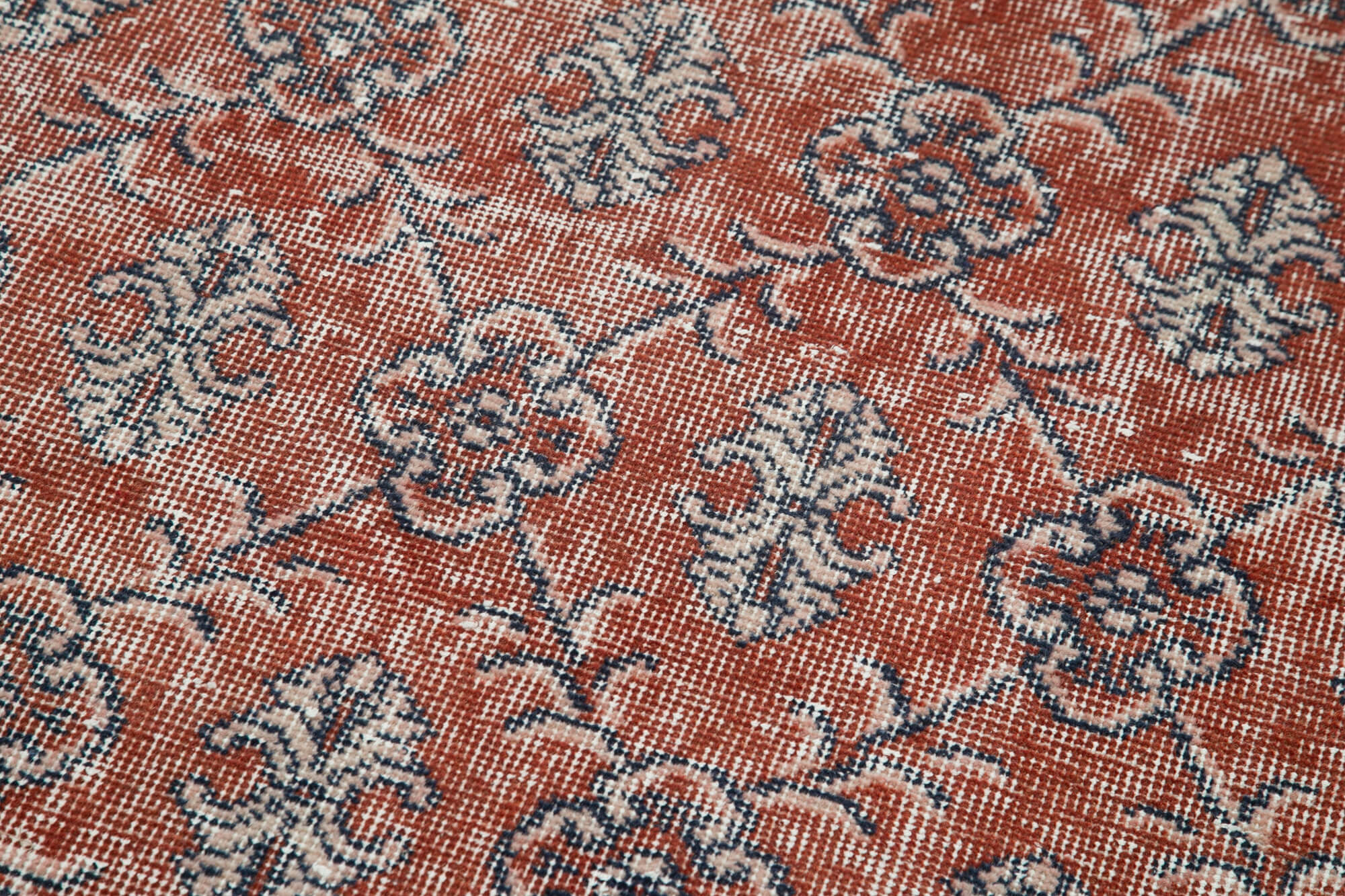 Vintage Wool Area Rug – Handmade Cotton Rug, Overdyed Red Carpet 3x11