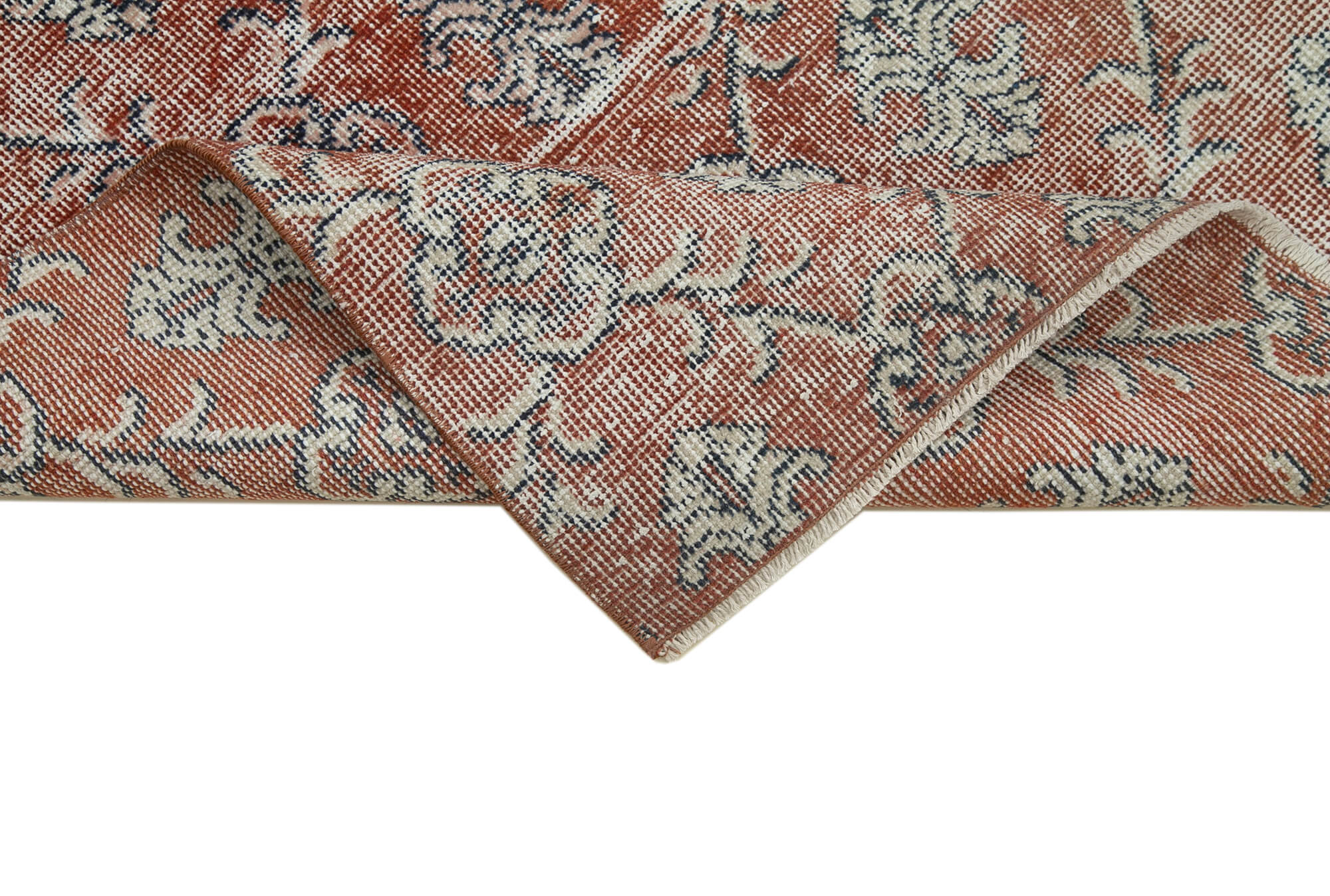 Vintage Wool Area Rug – Handmade Cotton Rug, Overdyed Red Carpet 3x11