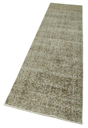 Handmade Vintage Area Rug – Overdyed Beige Cotton Wool Blend, 2'6'' x 10'3''