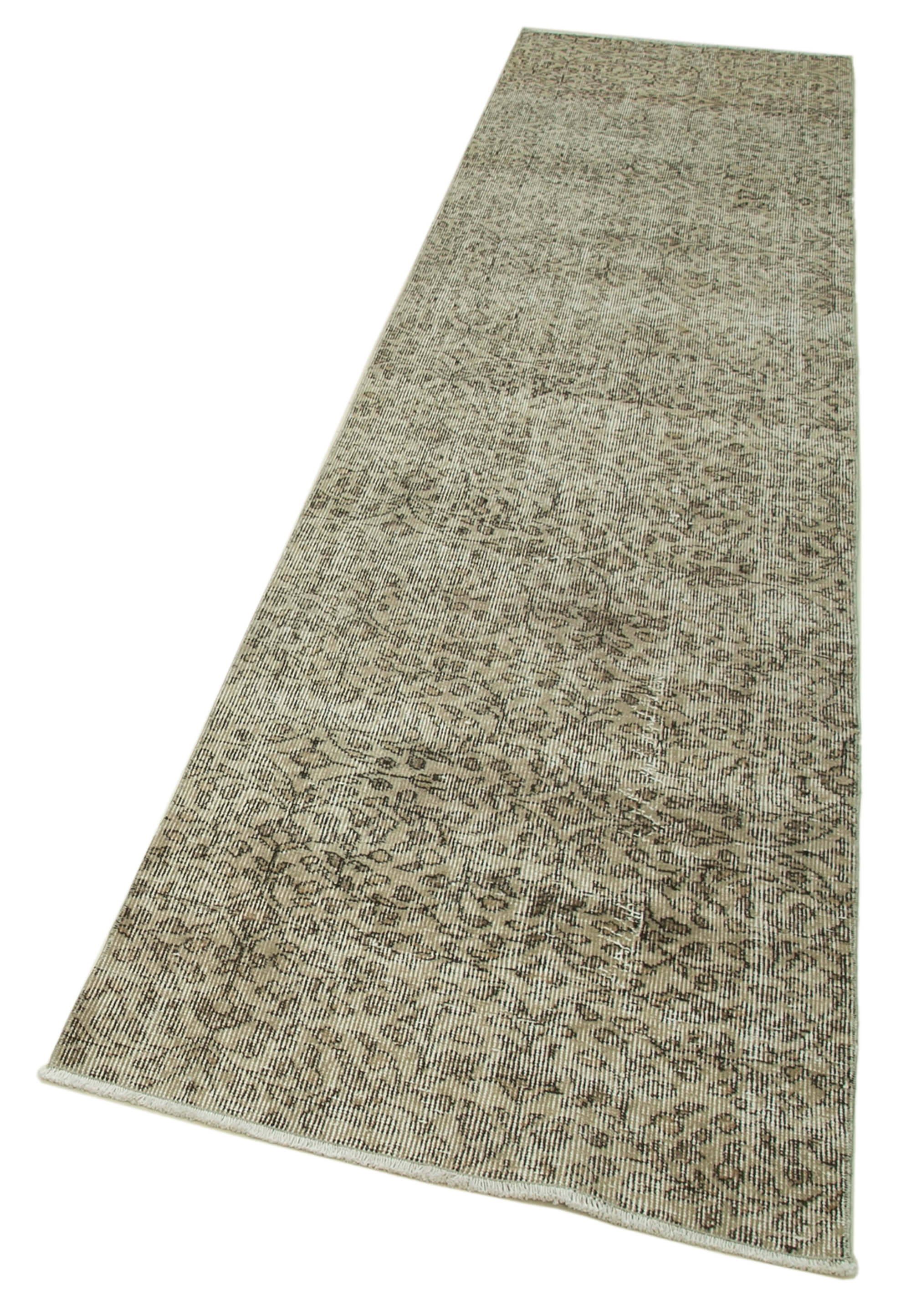 Handmade Vintage Area Rug – Overdyed Beige Cotton Wool Blend, 2'6'' x 10'3''
