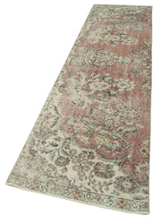 Handmade Area Rug – Overdyed Beige Vintage Wool Cotton Carpet 2'7''x10'4''