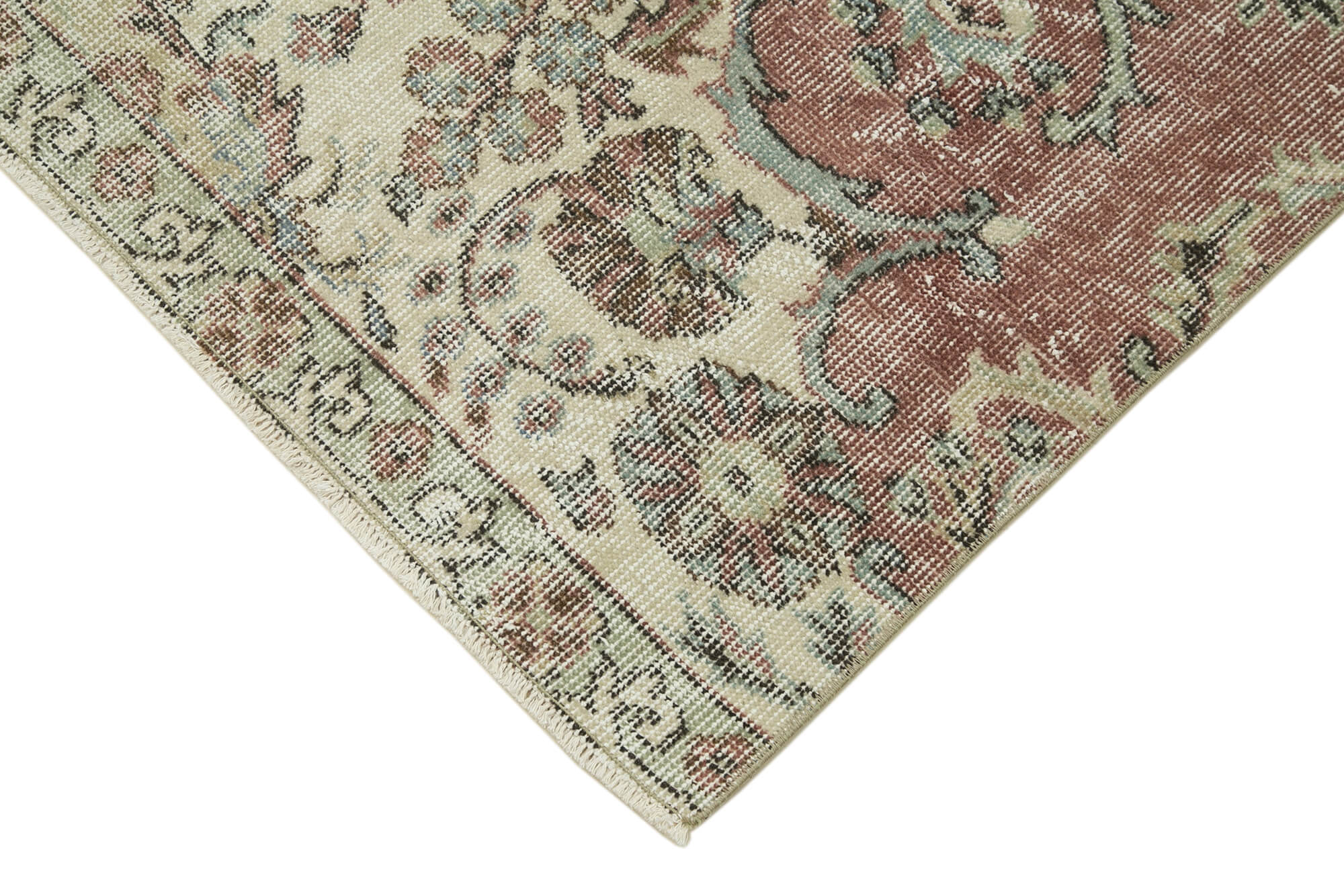 Handmade Area Rug – Overdyed Beige Vintage Wool Cotton Carpet 2'7''x10'4''