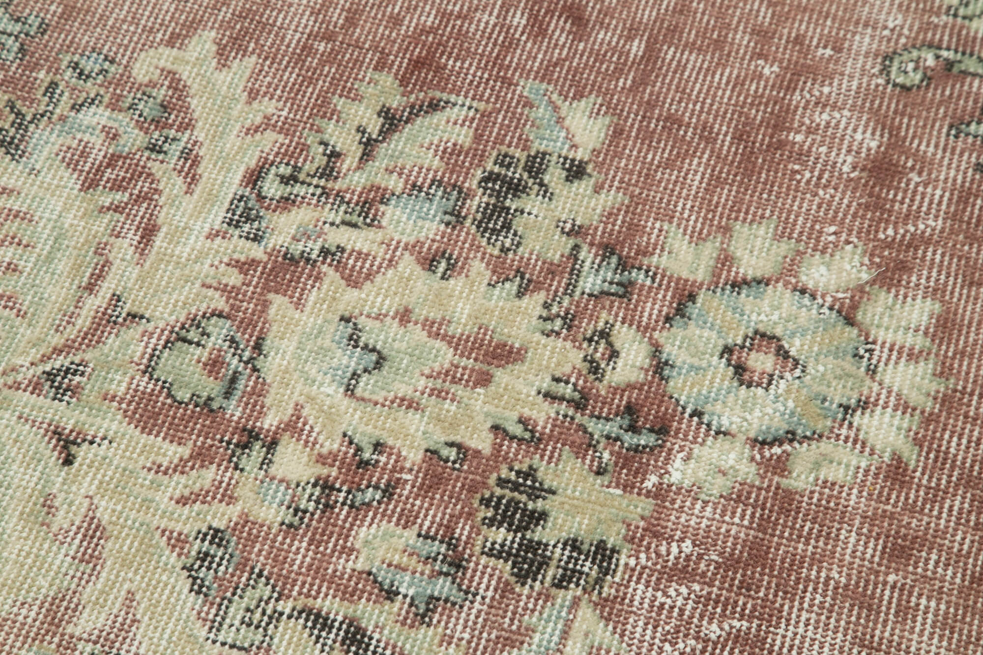 Handmade Area Rug – Overdyed Beige Vintage Wool Cotton Carpet 2'7''x10'4''