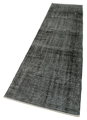 Handmade Area Rug – Overdyed Black Vintage Wool Cotton Carpet 2'8''x10'5''