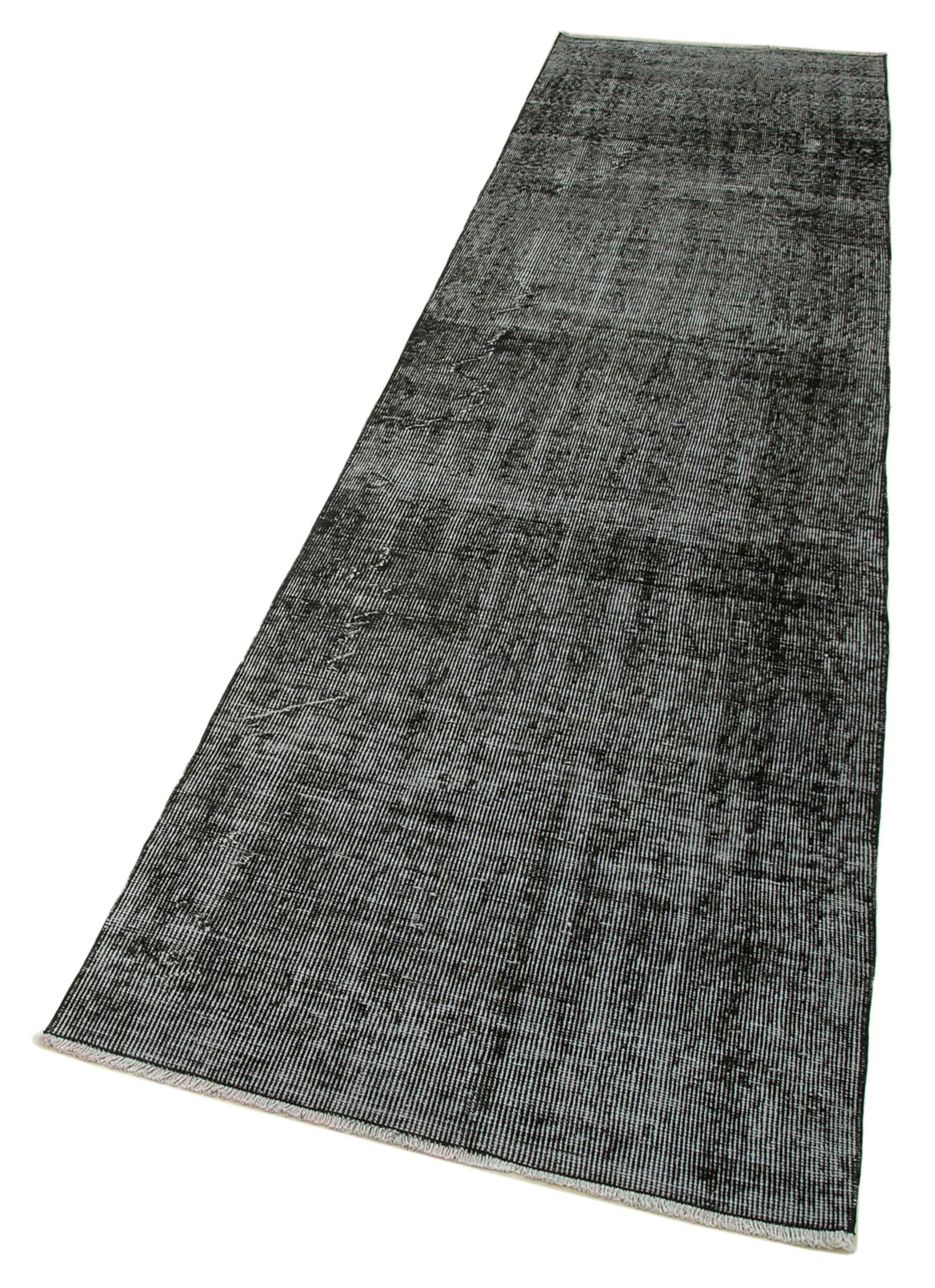 Handmade Area Rug – Overdyed Black Vintage Wool Cotton Carpet 2'8''x10'5''