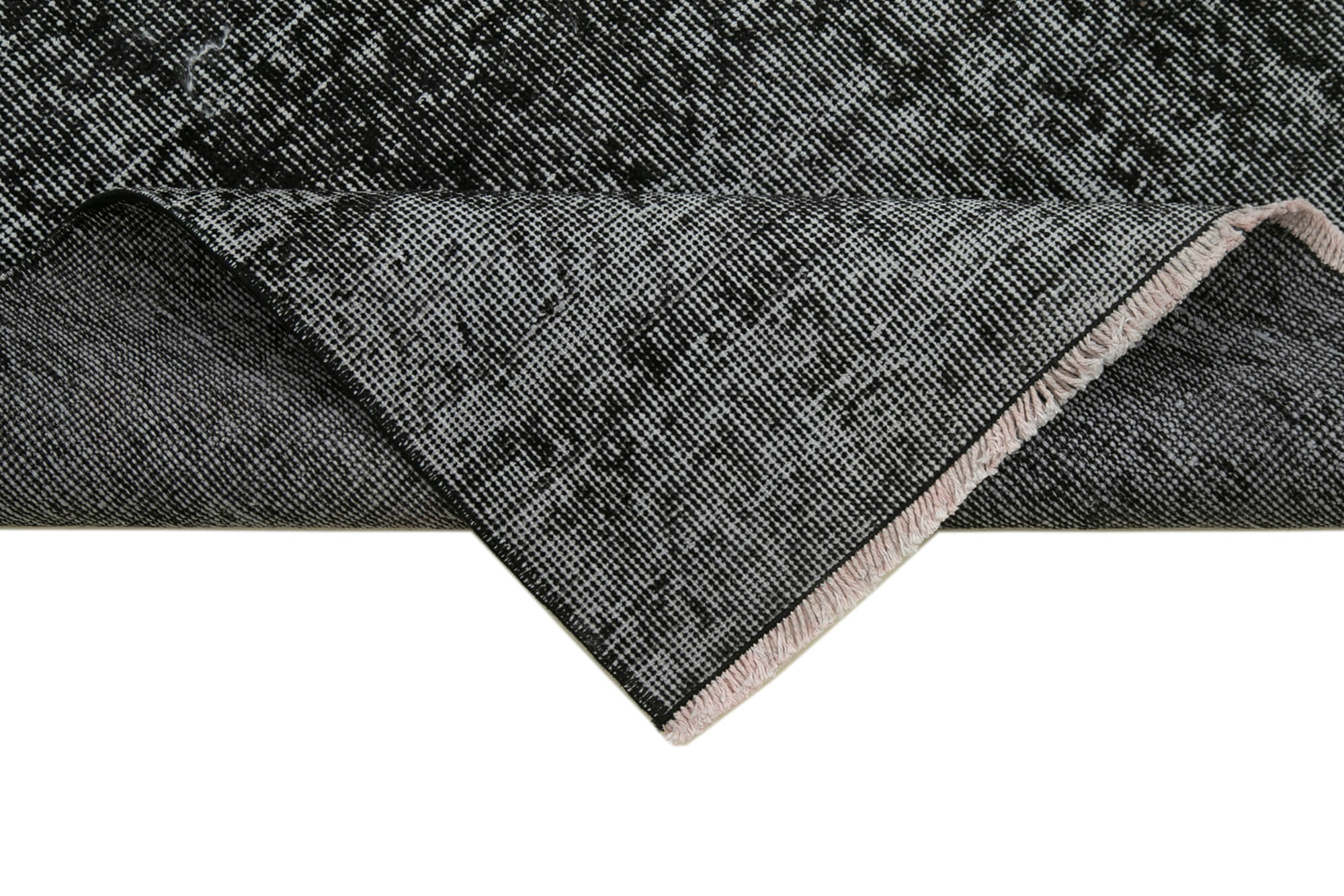 Handmade Area Rug – Overdyed Black Vintage Wool Cotton Carpet 2'8''x10'5''