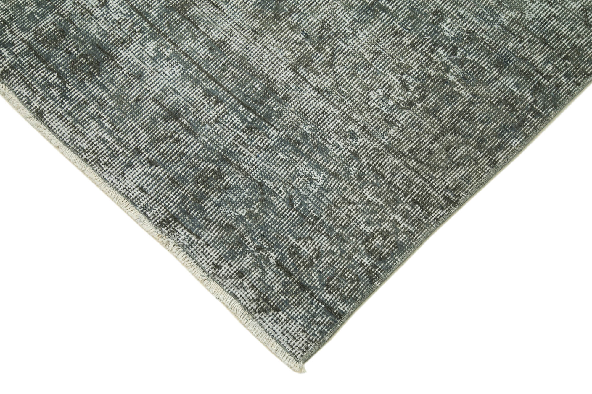 Vintage Wool Area Rug - Handmade Overdyed Grey Cotton Wool Rug 2'7''x10'1''