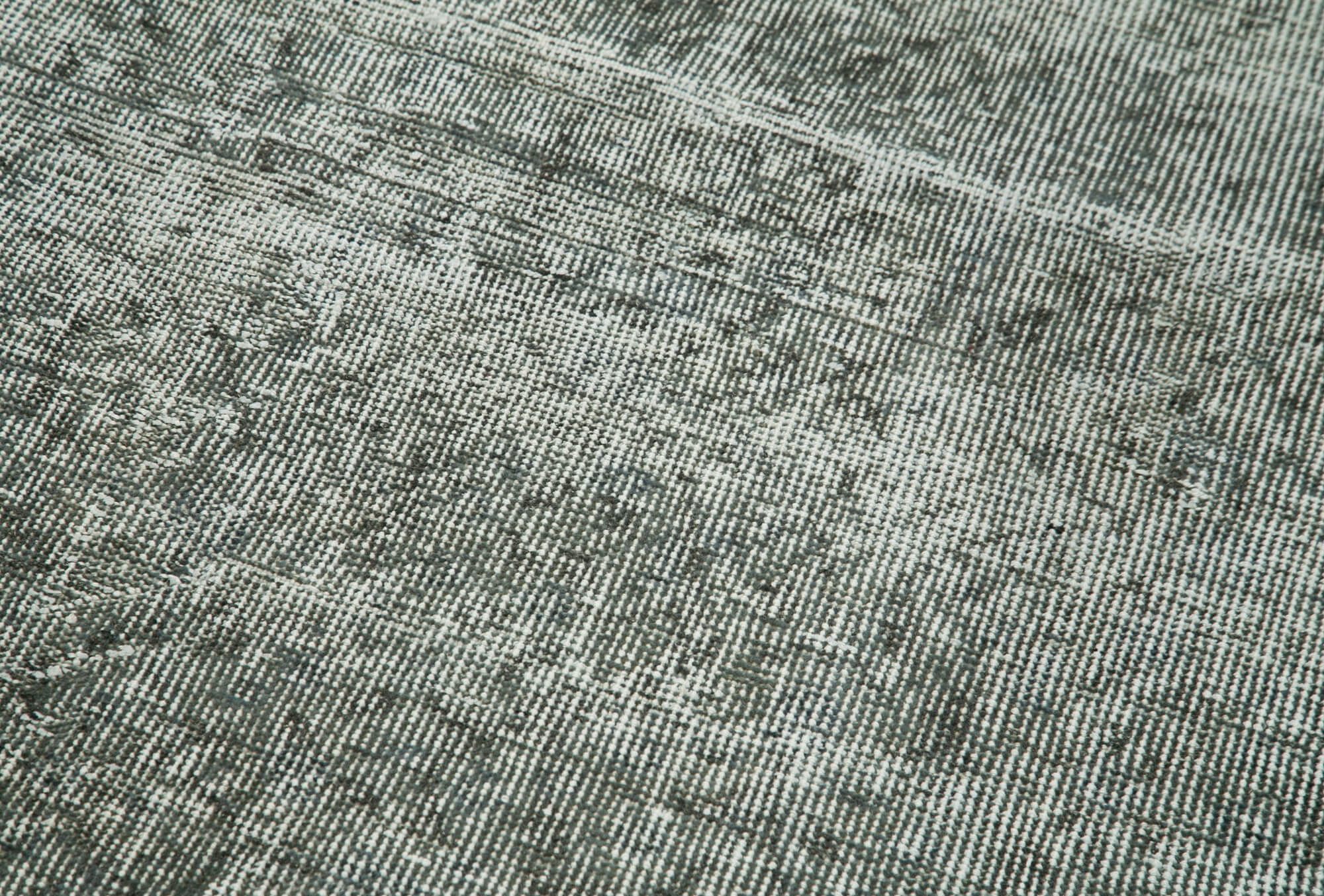 Vintage Wool Area Rug - Handmade Overdyed Grey Cotton Wool Rug 2'7''x10'1''