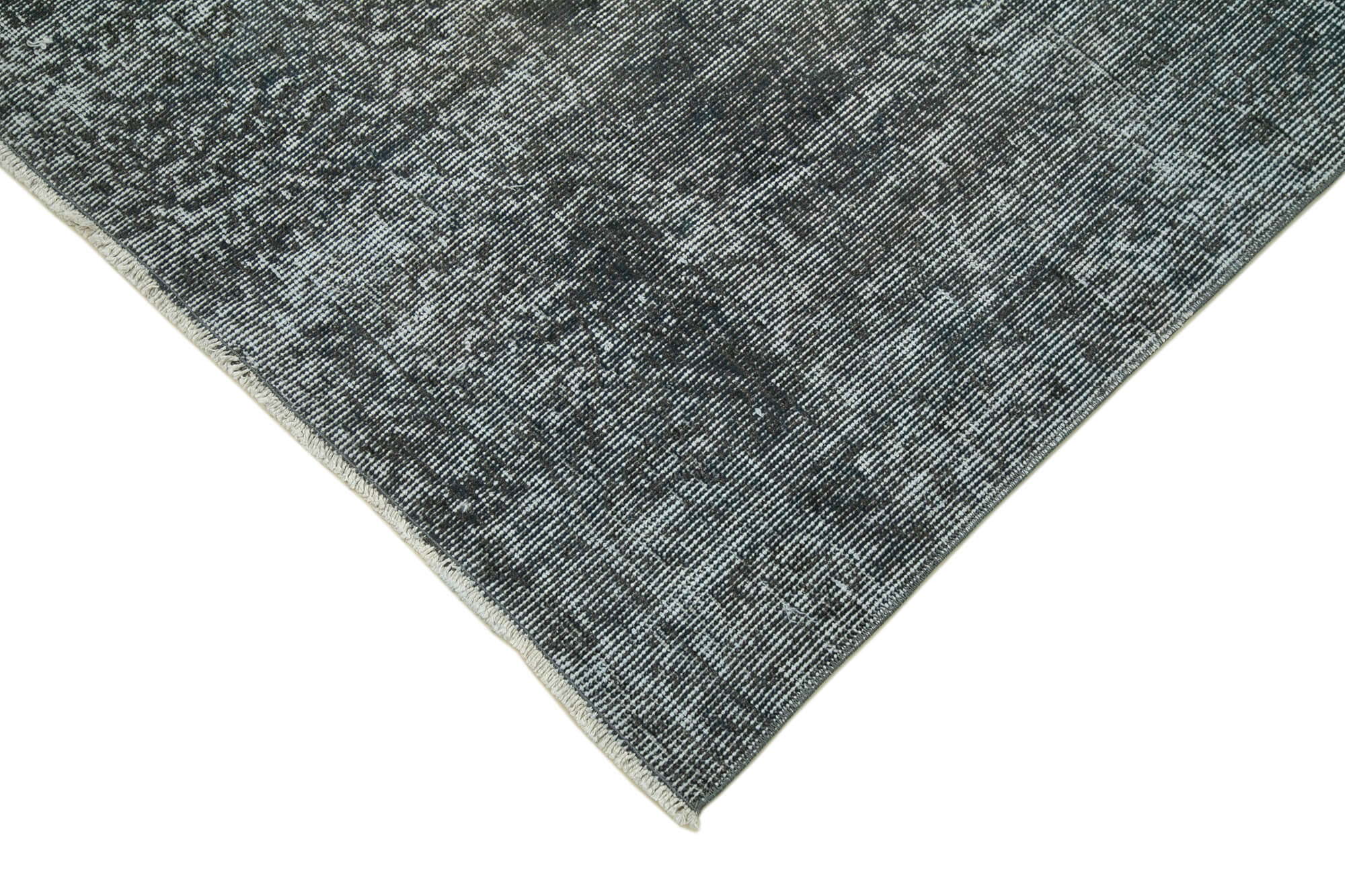 Handmade Area Rug - Overdyed Grey Vintage Cotton Wool Carpet 2'8''x10'0''