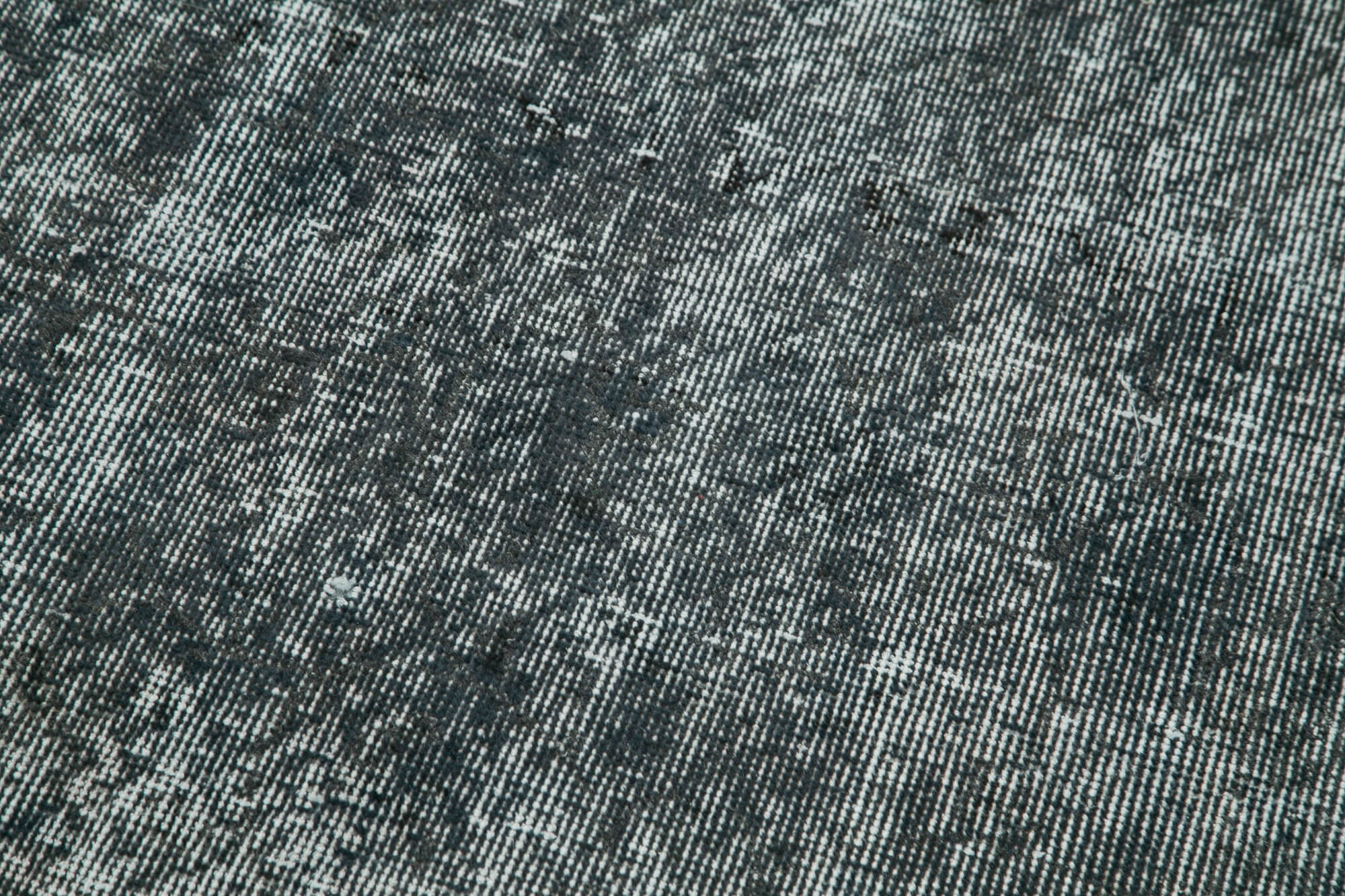 Handmade Area Rug - Overdyed Grey Vintage Cotton Wool Carpet 2'8''x10'0''