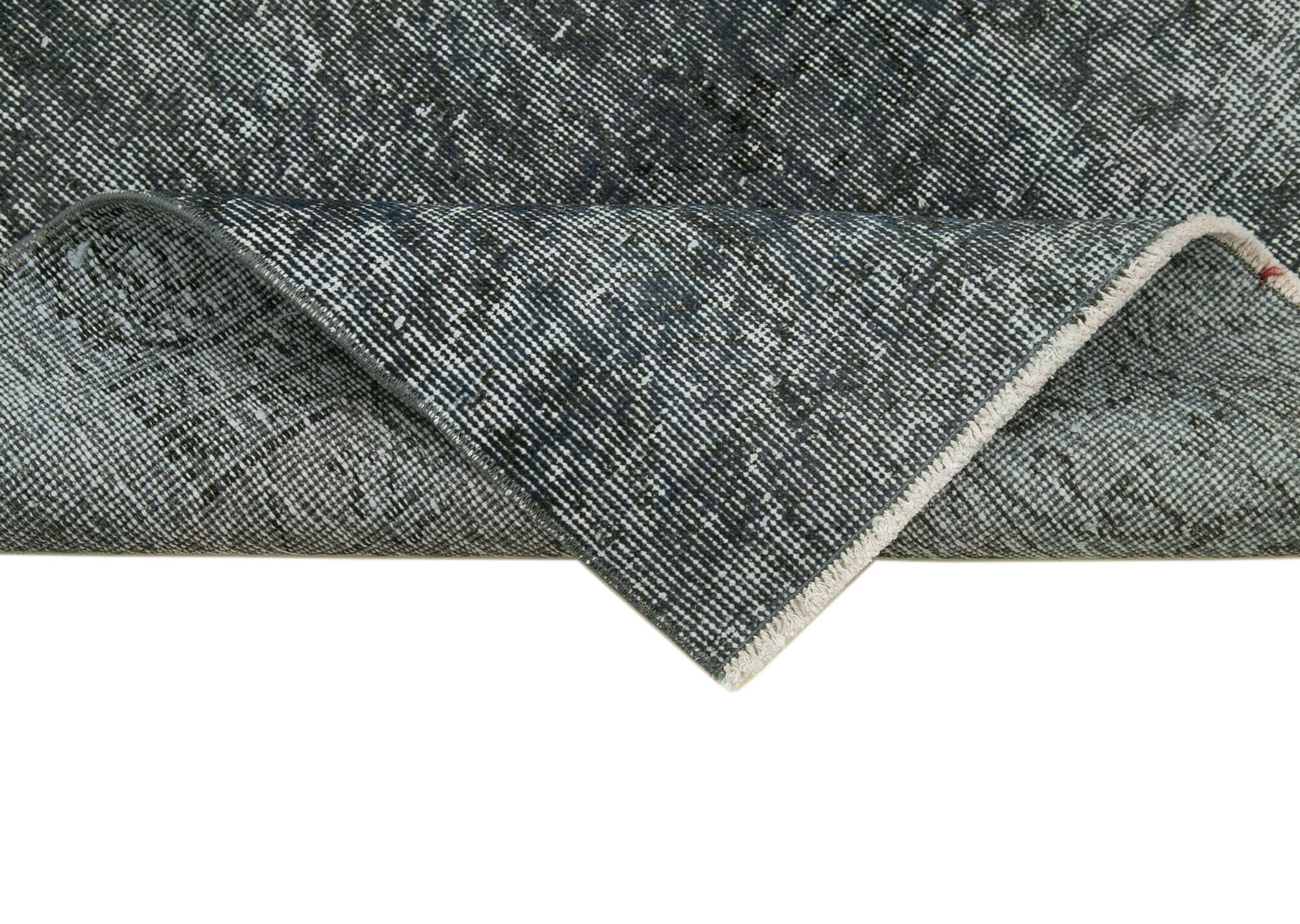 Handmade Area Rug - Overdyed Grey Vintage Cotton Wool Carpet 2'8''x10'0''