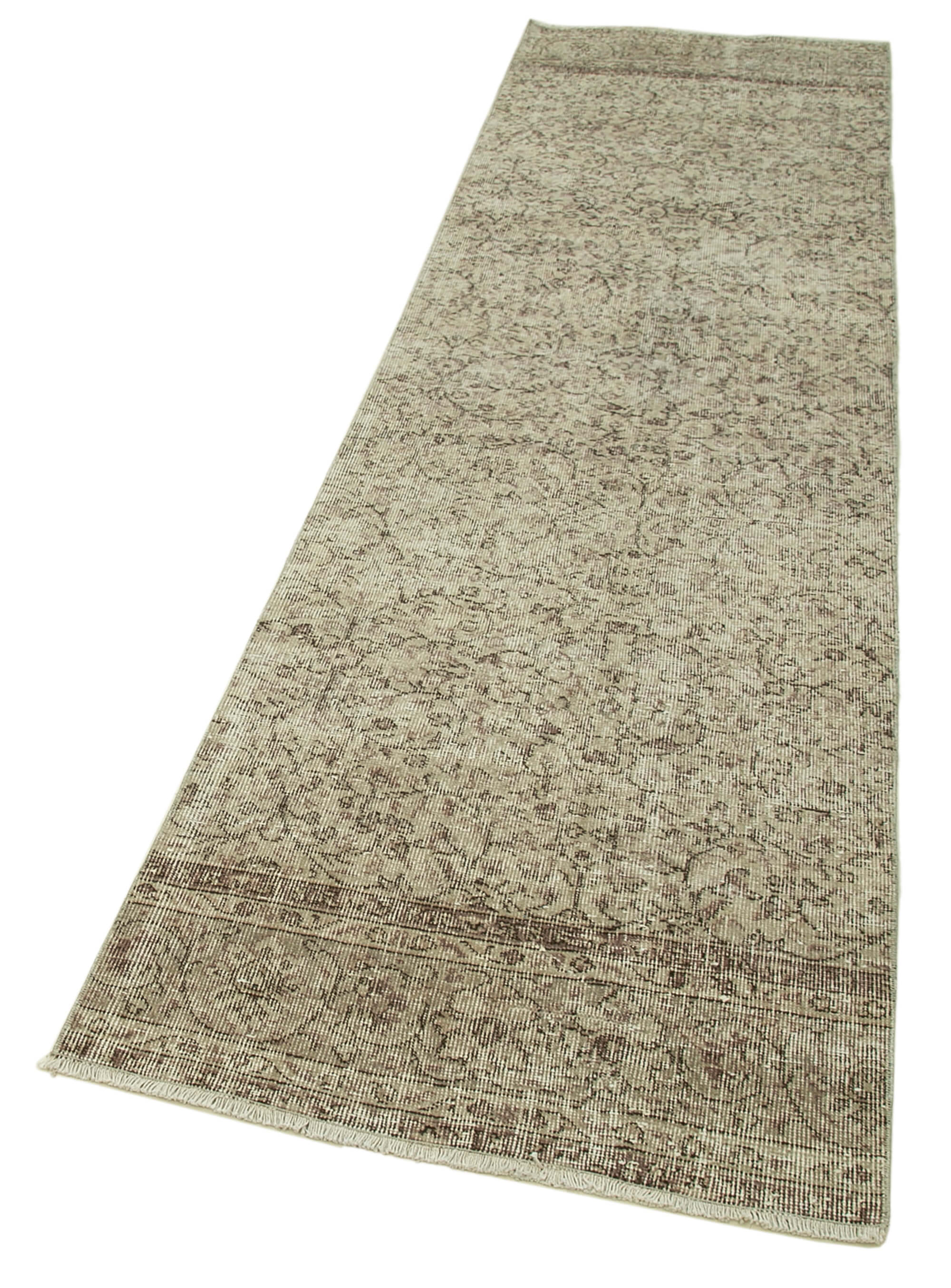 Handmade Vintage Area Rug – Overdyed Wool Rug | Beige Cotton Wool Carpet