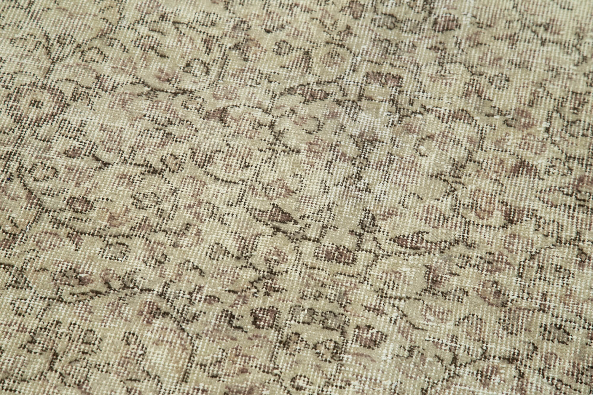Handmade Vintage Area Rug – Overdyed Wool Rug | Beige Cotton Wool Carpet