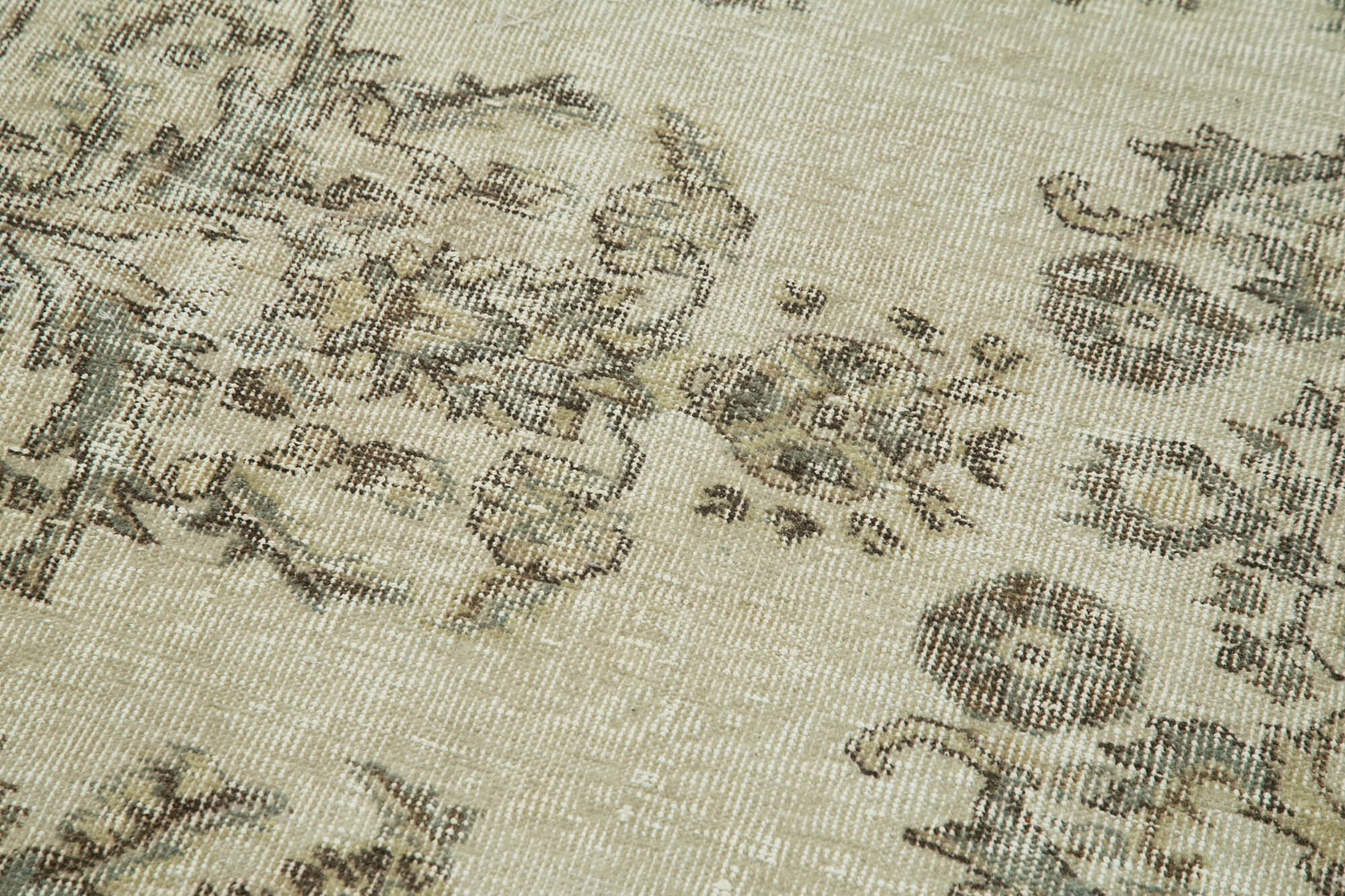 Vintage Handmade Area Rug – Overdyed Cotton Wool Carpet, Turkish Hand Knotted