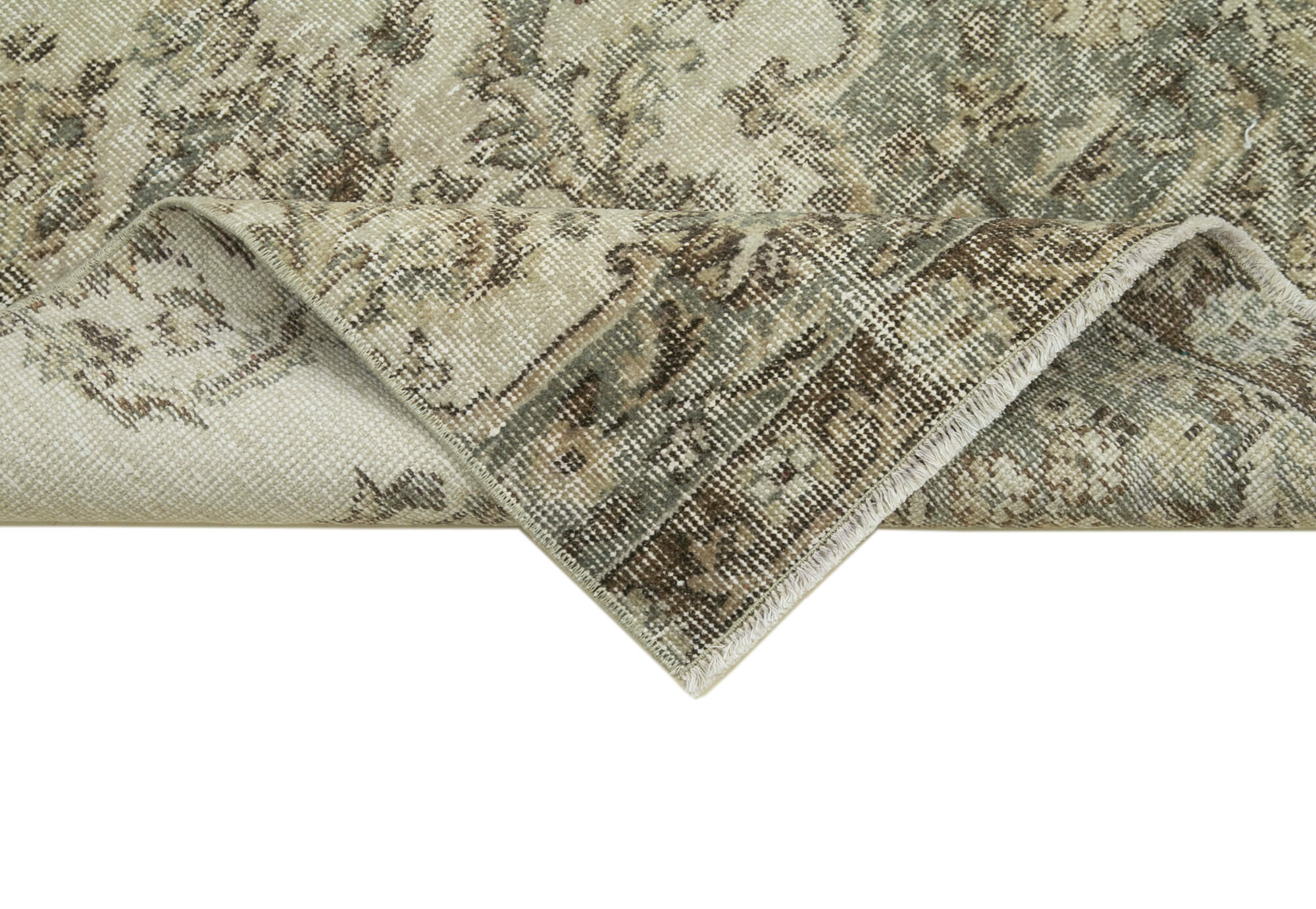 Vintage Handmade Area Rug – Overdyed Cotton Wool Carpet, Turkish Hand Knotted