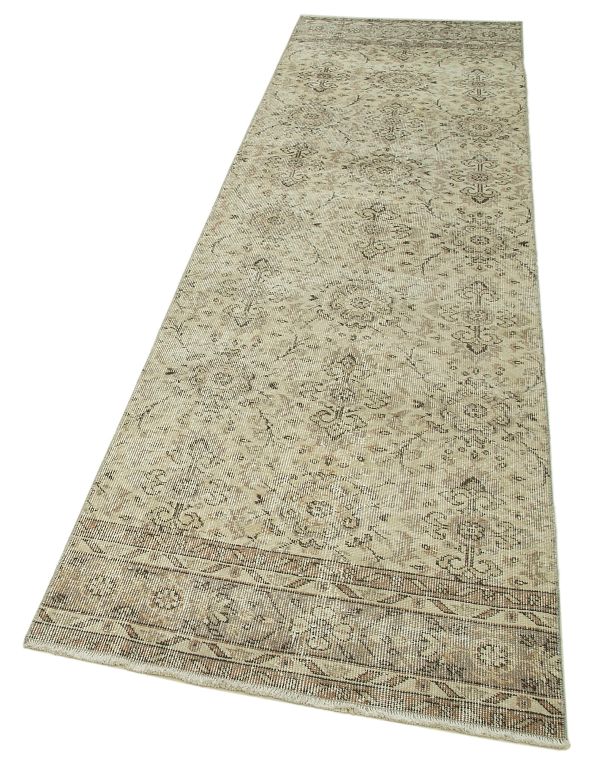 Handmade Vintage Area Rug - Overdyed Vintage Rug, Cotton Wool Carpet 2'9''x10'1''