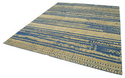 Handmade Wool Cotton Rug – Blue Geometric Pattern Carpet | Artisan Made Area Rug 8'x10'
