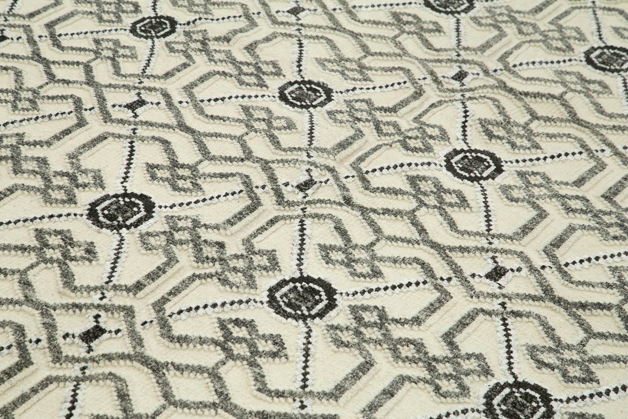 Handmade Wool Cotton Rug - Geometric Beige 8'0" x 10'0" Soft Durable Area Rug