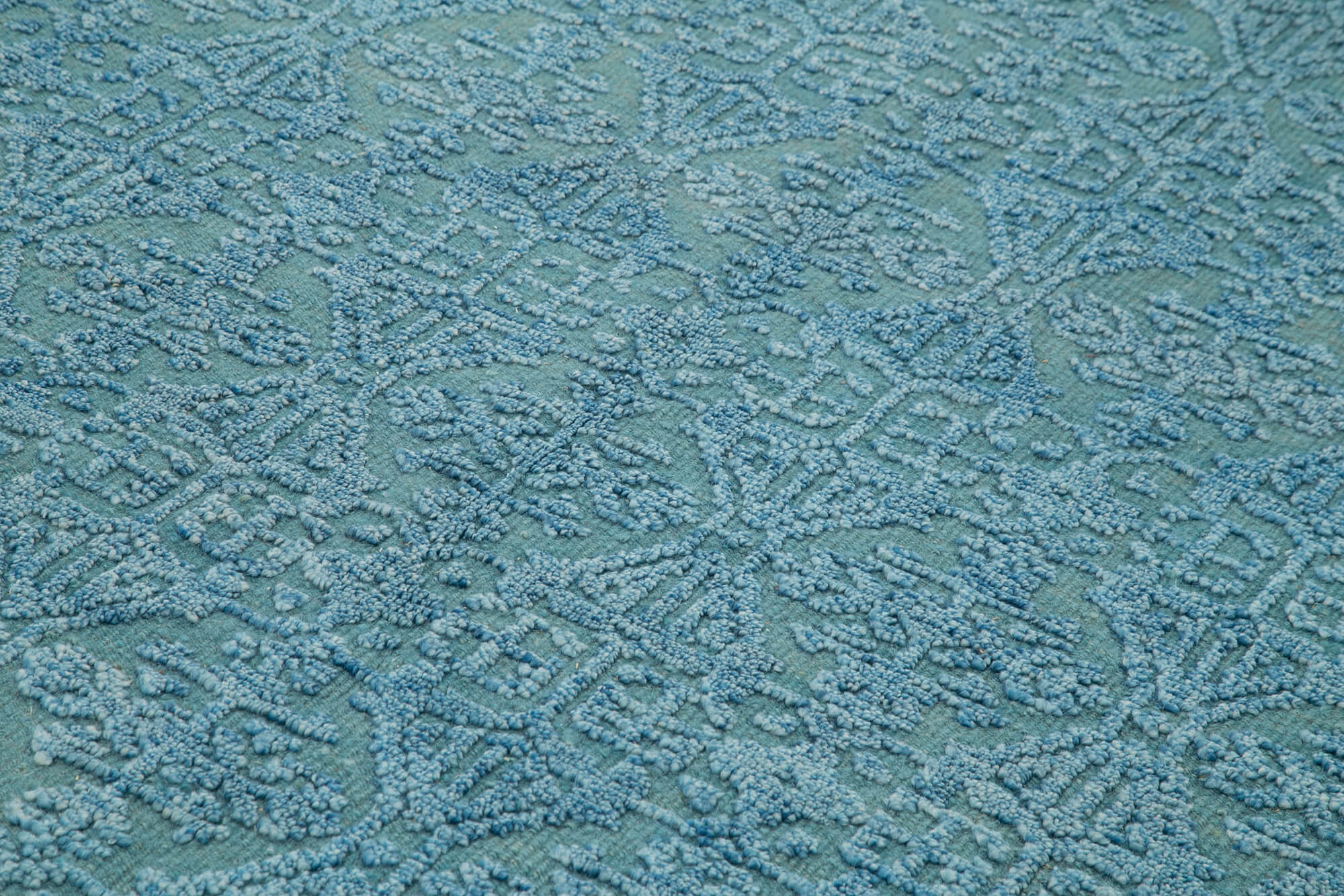 Handmade Wool Cotton Rug - Blue Geometric Pattern Carpet 8x10 Vintage Turkish Rug
