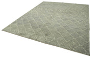 Handmade Wool Cotton Rug - Grey Geometric Area Rug, Durable Floor Covering 8'2''x9'9''