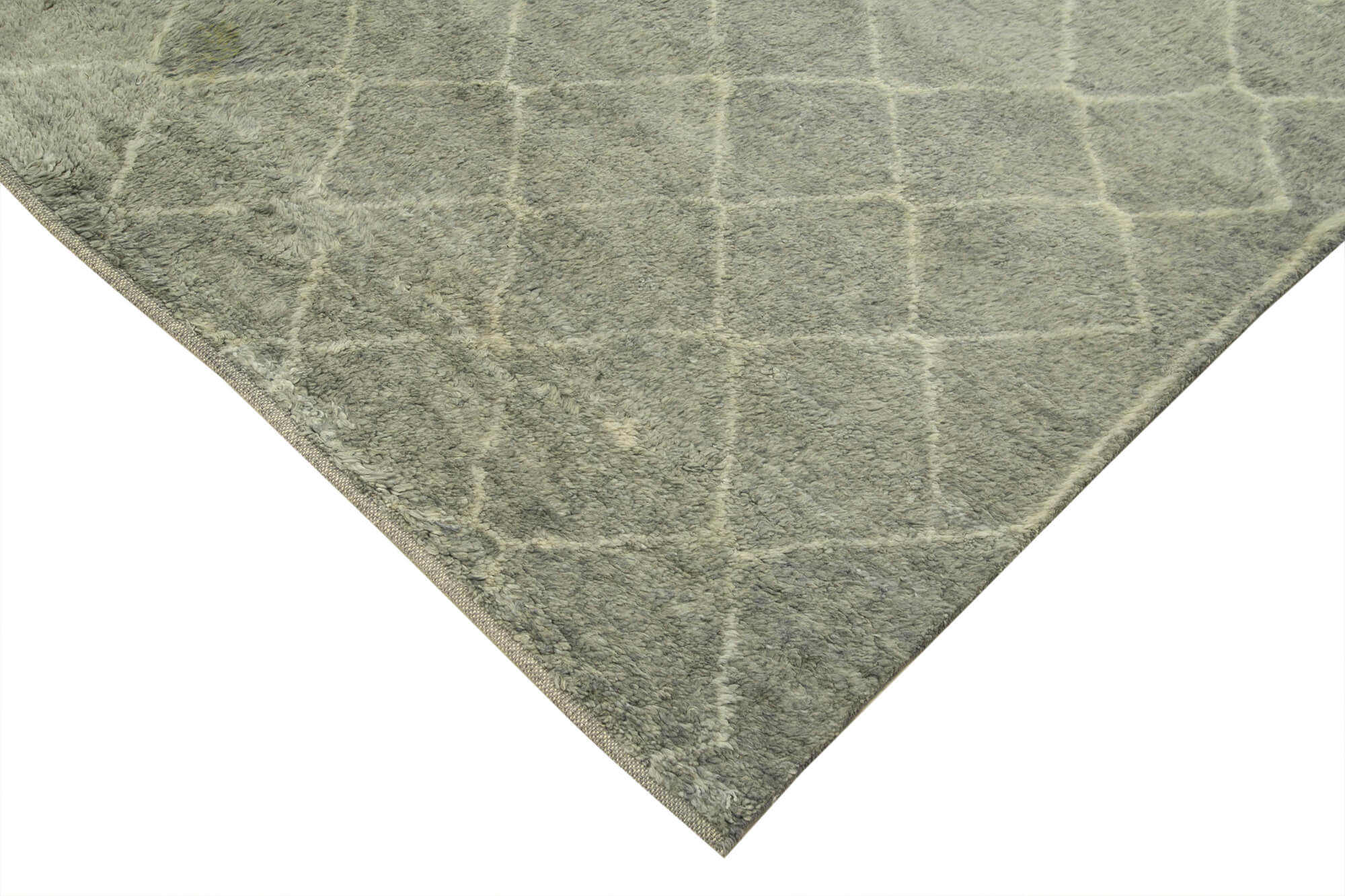 Handmade Wool Cotton Rug - Grey Geometric Area Rug, Durable Floor Covering 8'2''x9'9''