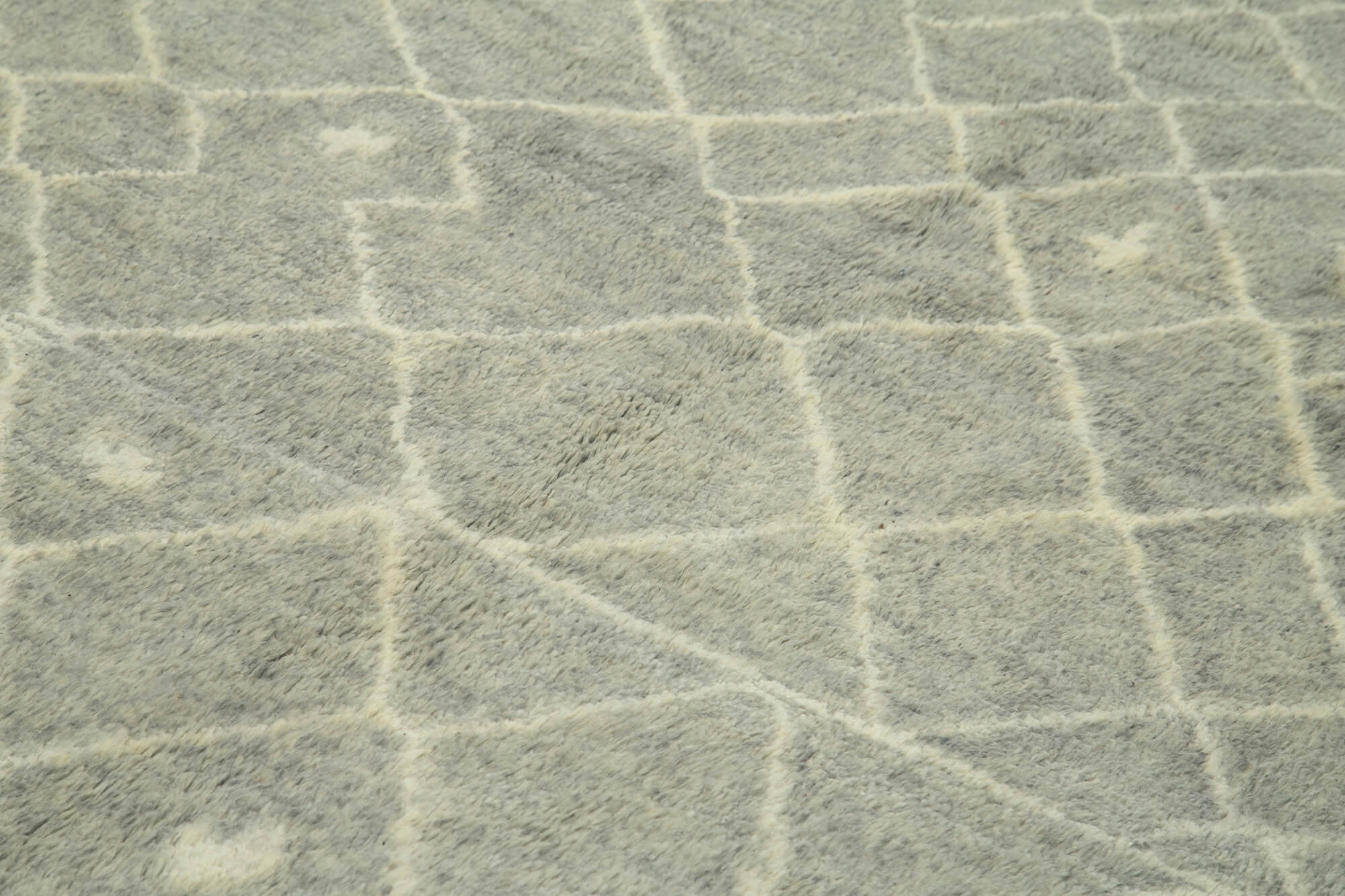 Handmade Wool Cotton Rug - Grey Geometric Area Rug, Durable Floor Covering 8'2''x9'9''
