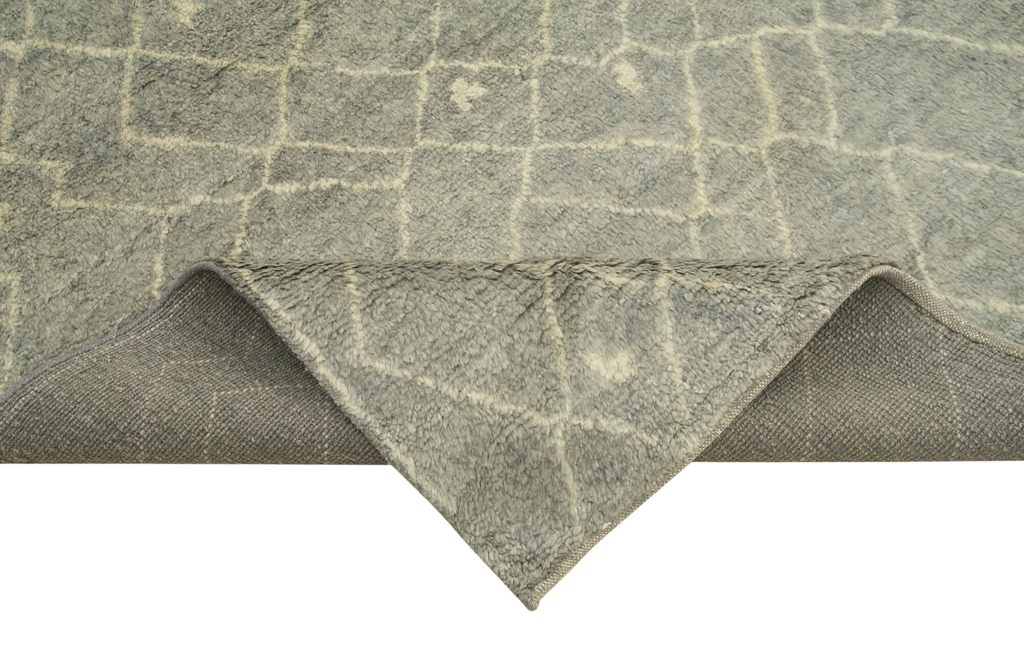 Handmade Wool Cotton Rug - Grey Geometric Area Rug, Durable Floor Covering 8'2''x9'9''