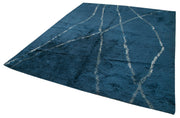Handmade Wool Cotton Rug - Blue Geometric Area Rug, Turkish Vintage Carpet 8'5"x10'2"