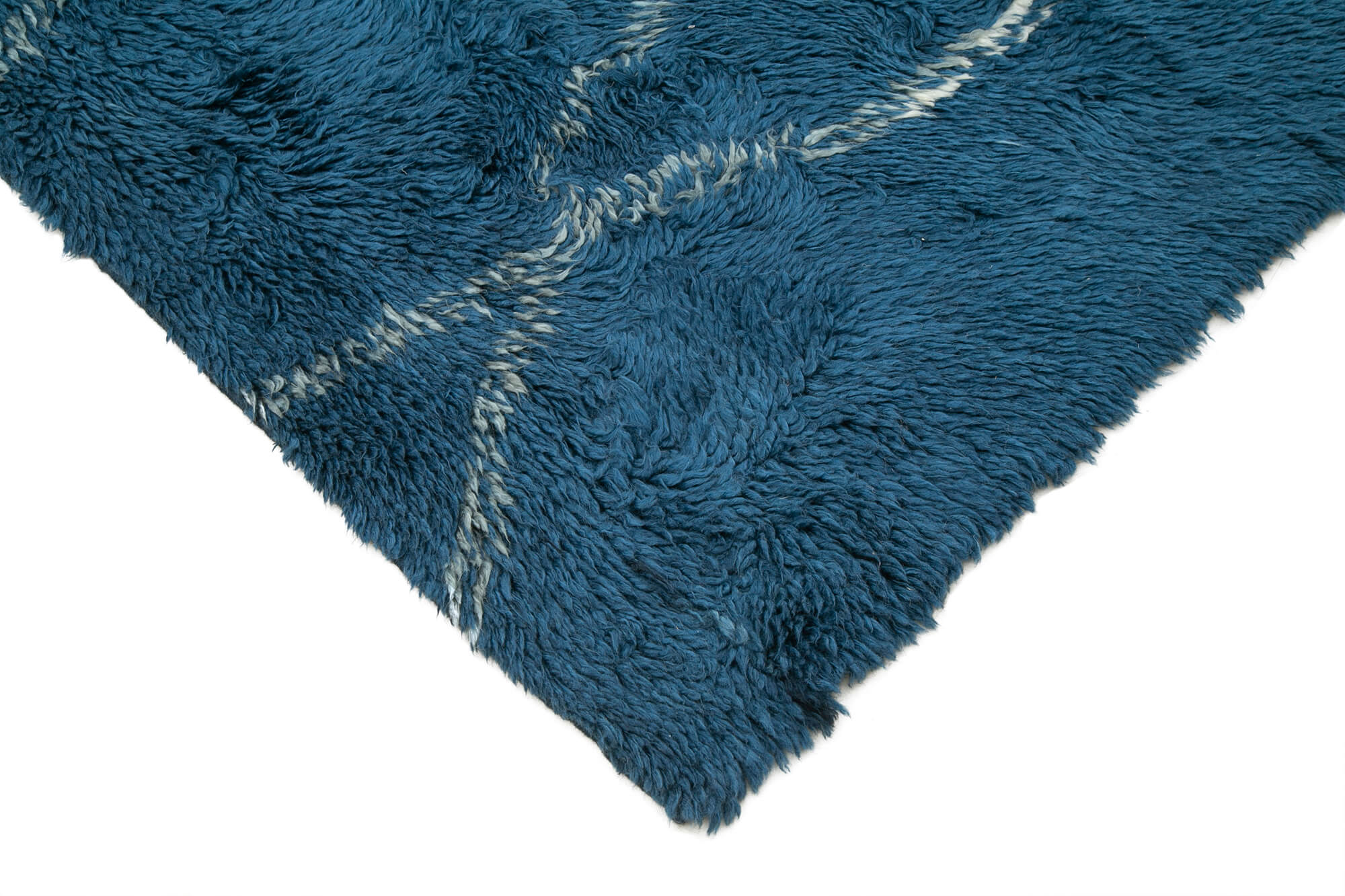 Handmade Wool Cotton Rug - Blue Geometric Area Rug, Turkish Vintage Carpet 8'5"x10'2"