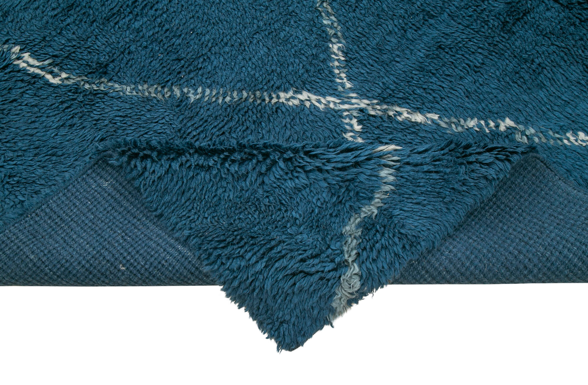Handmade Wool Cotton Rug - Blue Geometric Area Rug, Turkish Vintage Carpet 8'5"x10'2"