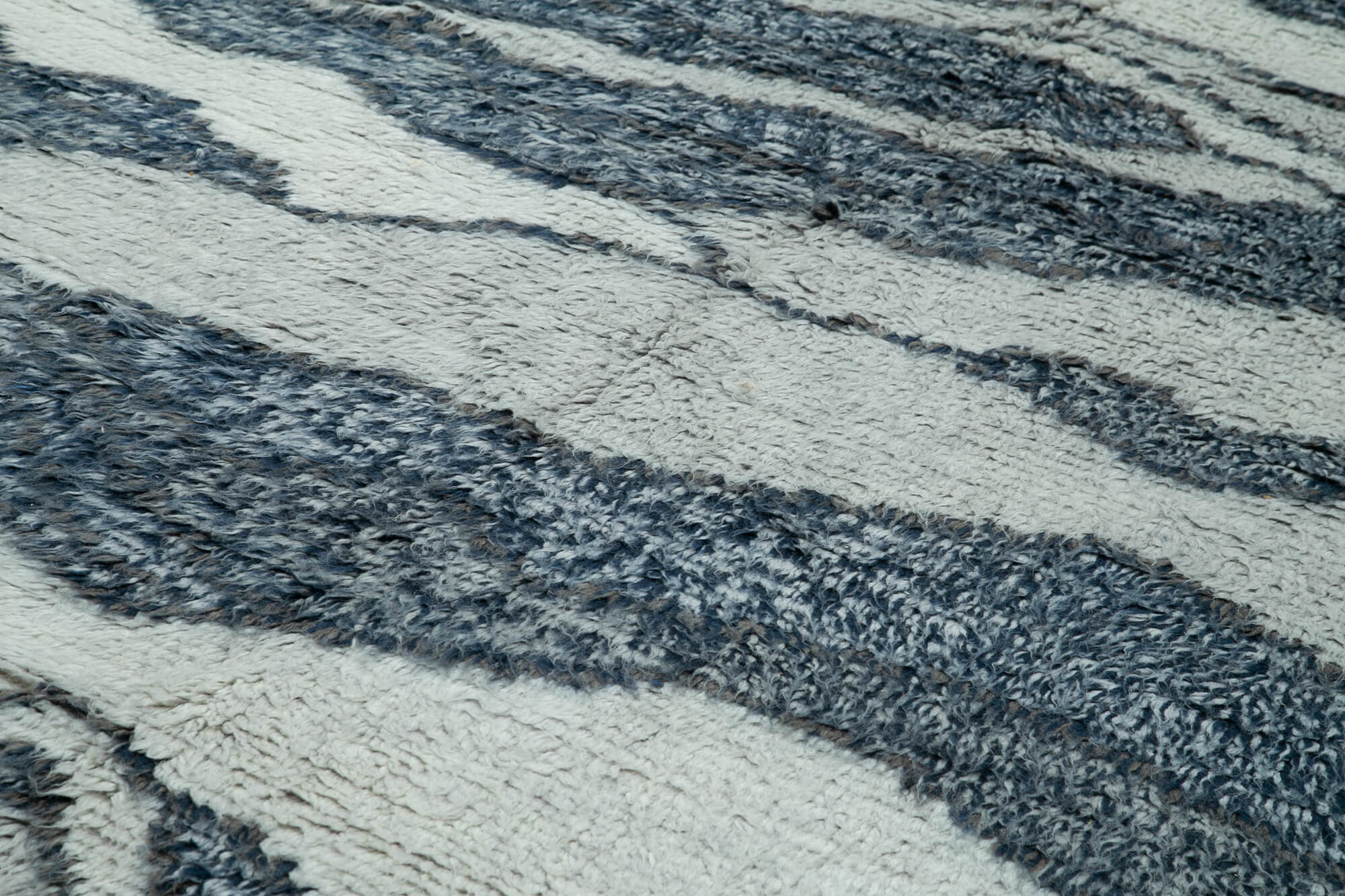 Handmade Wool Cotton Rug - Blue Geometric Area Rug | Soft Wool Carpet 8'x10'