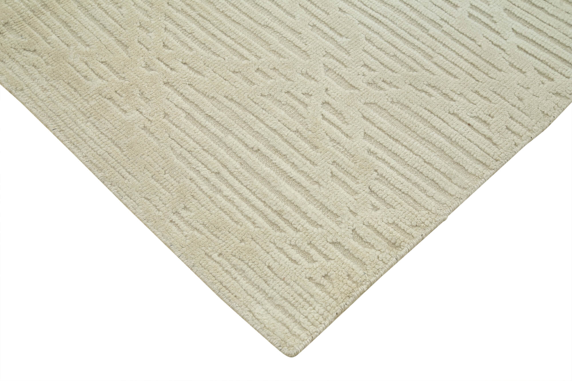 Handmade Wool Cotton Rug – Beige Geometric Design | Durable Vintage Turkish Carpet 9'x12'