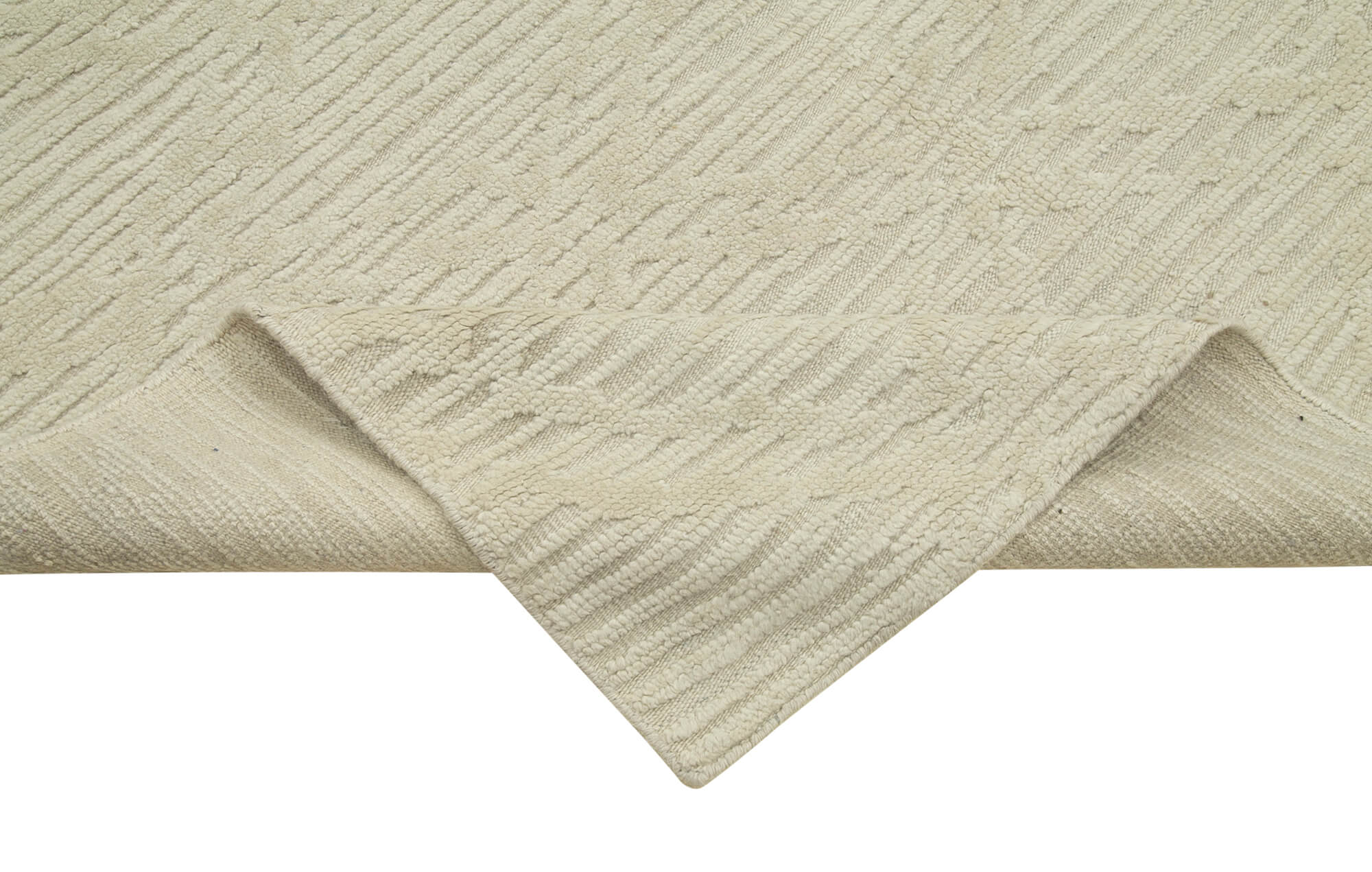 Handmade Wool Cotton Rug – Beige Geometric Design | Durable Vintage Turkish Carpet 9'x12'