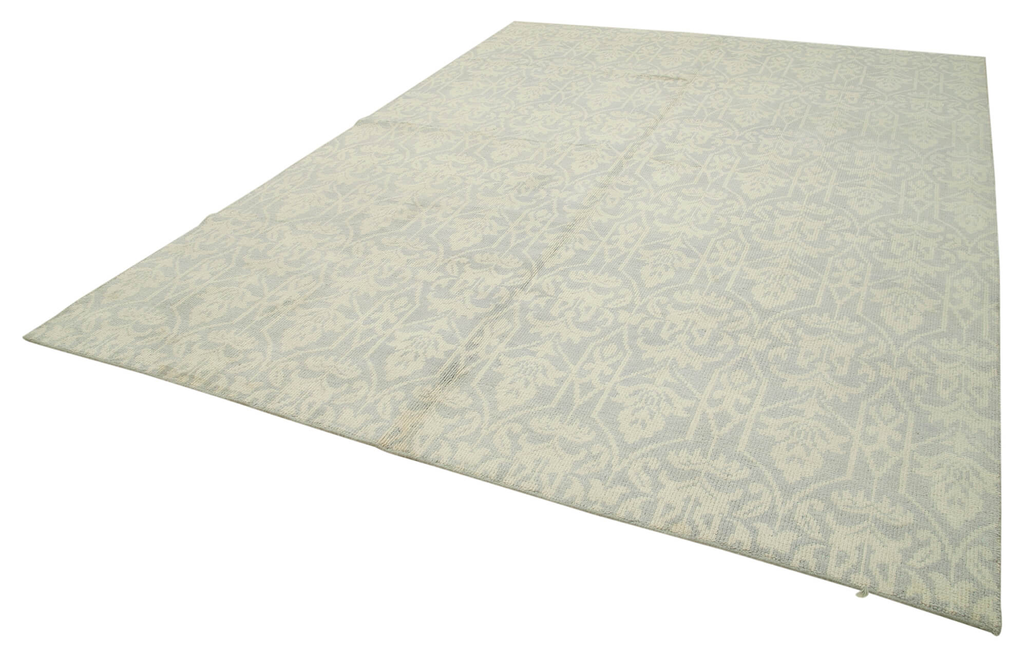 Handmade Wool Cotton Rug – Beige Geometric Pattern Rug | Durable Area Carpet 9'0''x11'10''