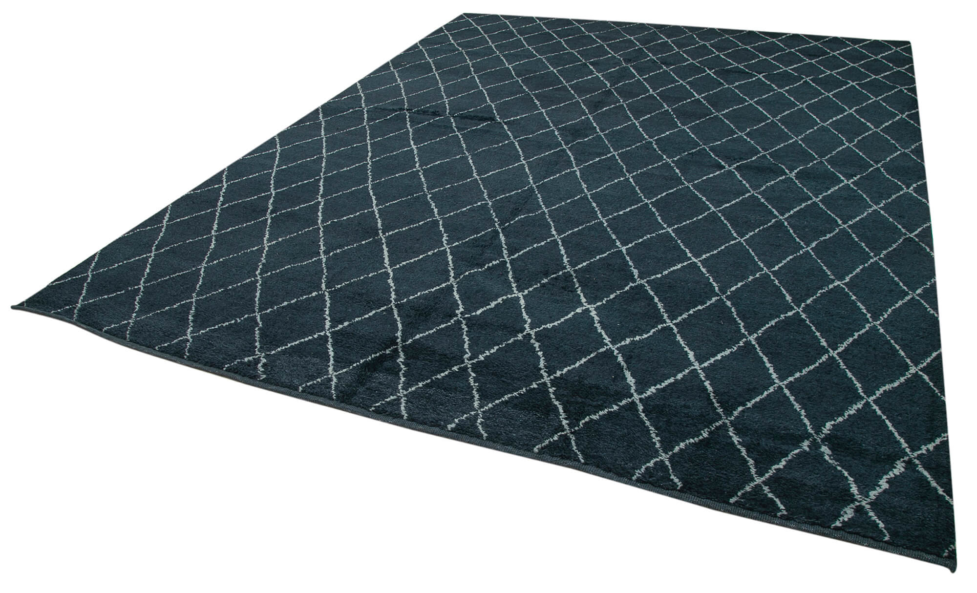 Handmade Wool Cotton Rug - Black Geometric Area Rug | Durable Soft Texture Carpet