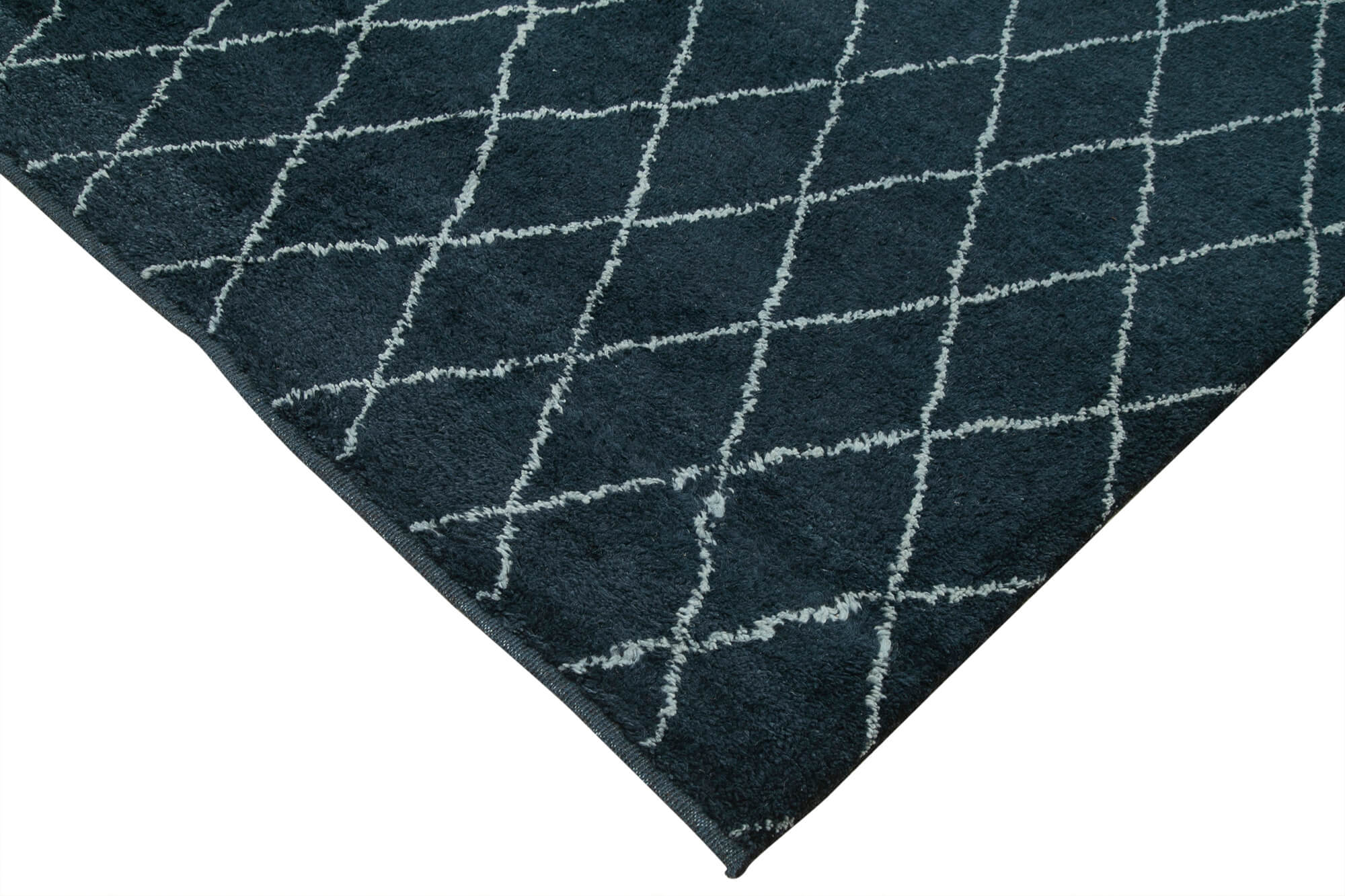 Handmade Wool Cotton Rug - Black Geometric Area Rug | Durable Soft Texture Carpet