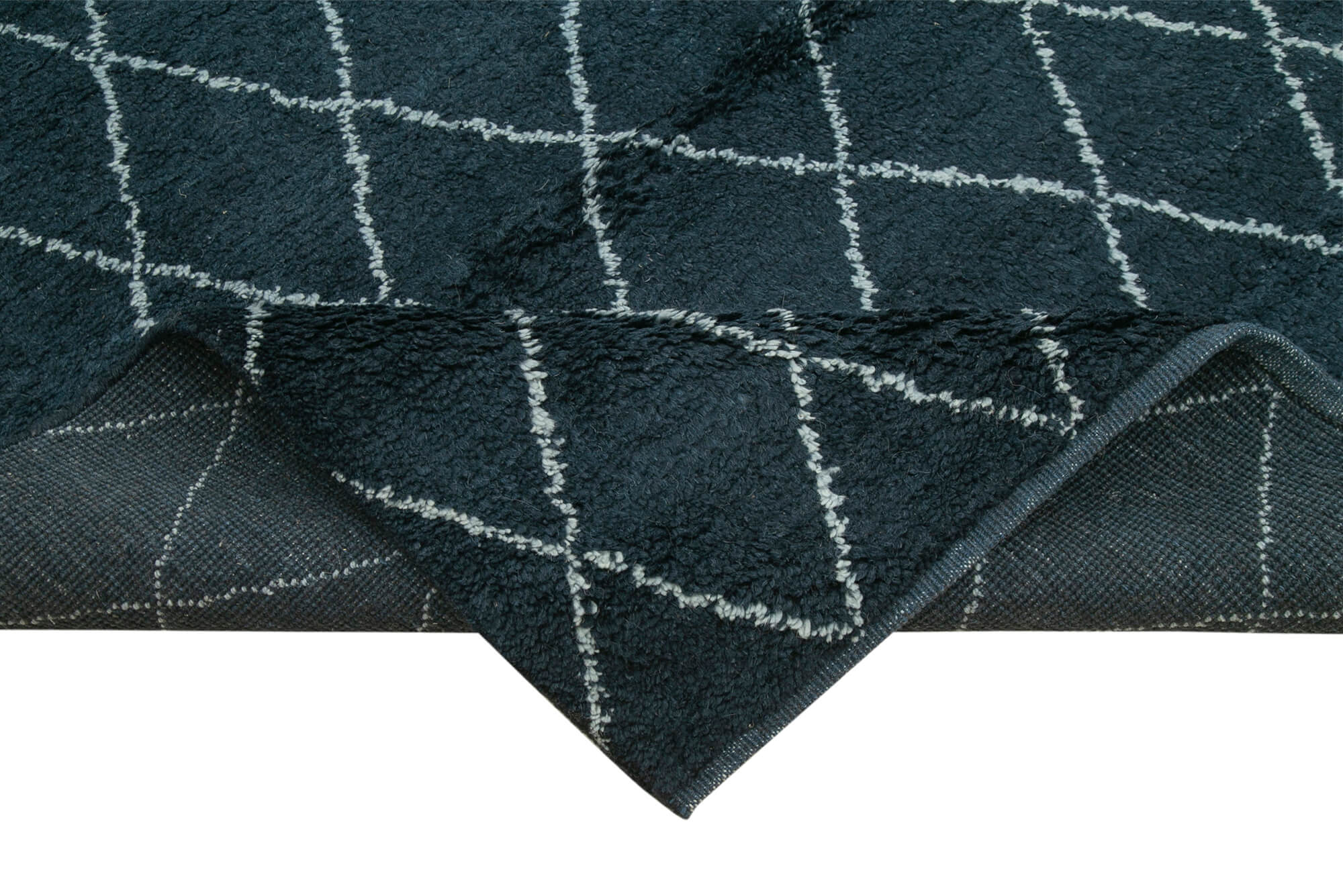 Handmade Wool Cotton Rug - Black Geometric Area Rug | Durable Soft Texture Carpet