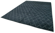 Handmade Wool Cotton Rug - Black Geometric Pattern Carpet 9x12 Wool Rug