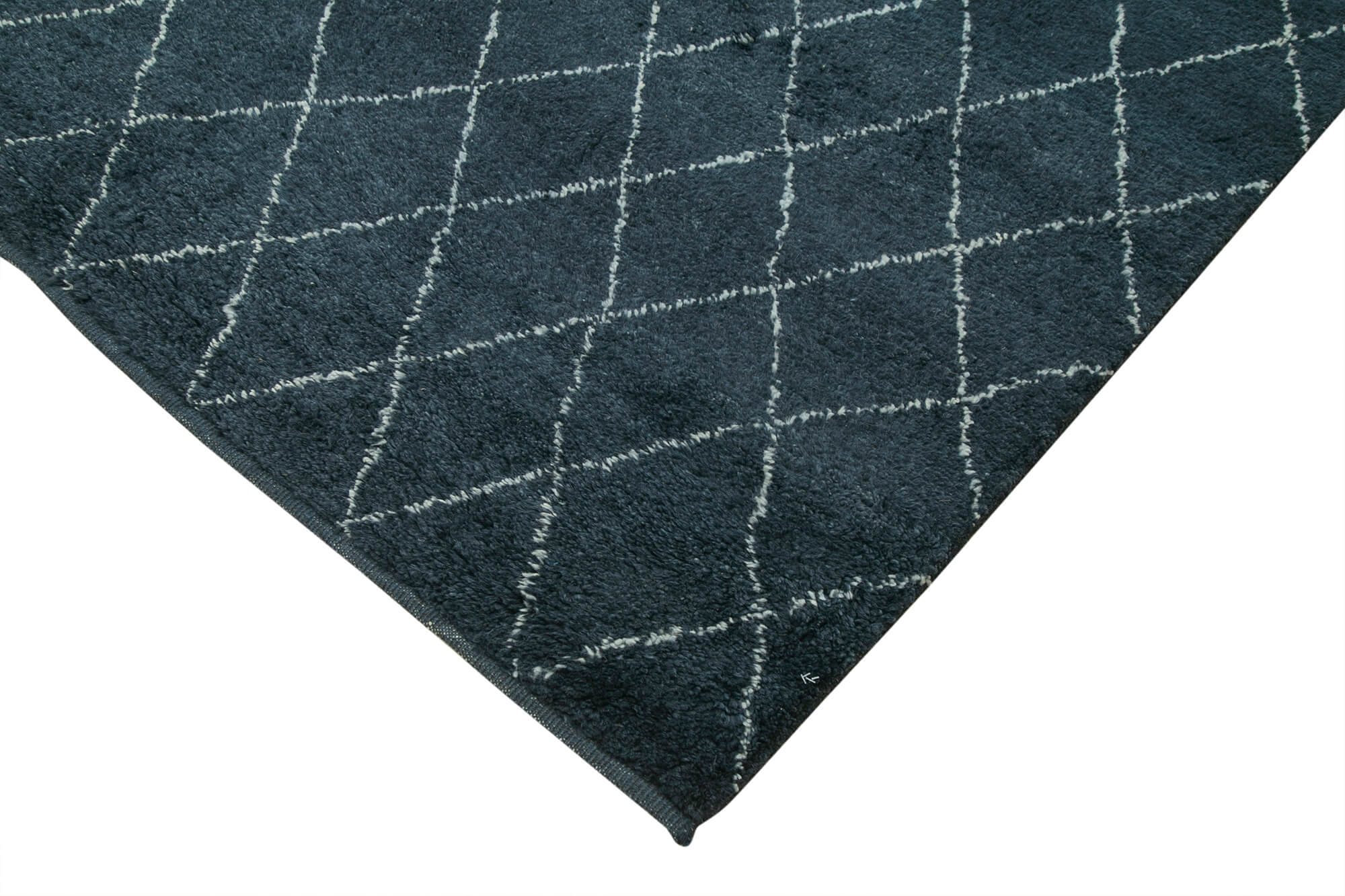Handmade Wool Cotton Rug - Black Geometric Pattern Carpet 9x12 Wool Rug