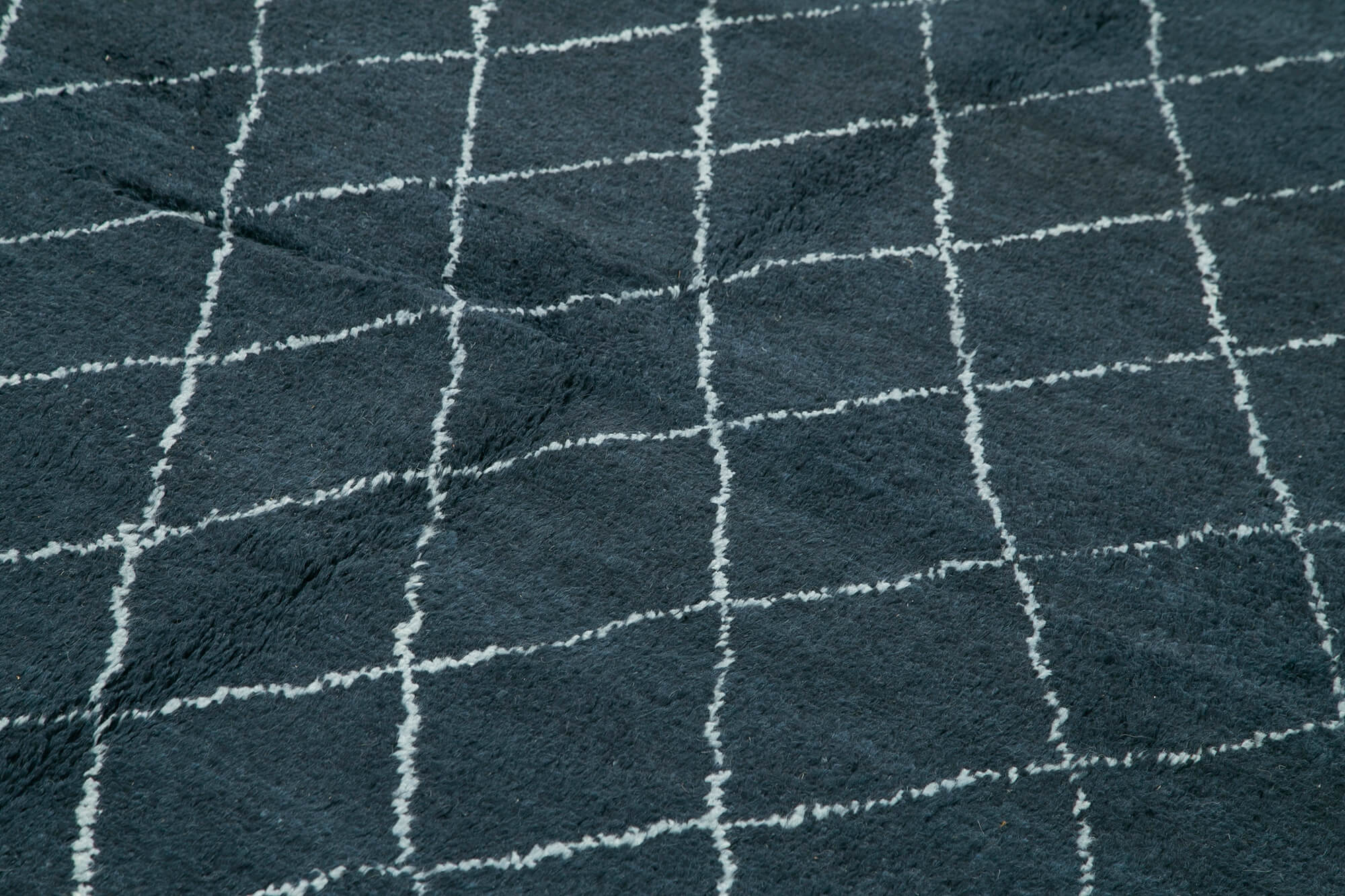 Handmade Wool Cotton Rug - Black Geometric Pattern Carpet 9x12 Wool Rug