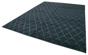 Handmade Wool Cotton Rug - Black Geometric Area Rug | Large Living Room Carpet