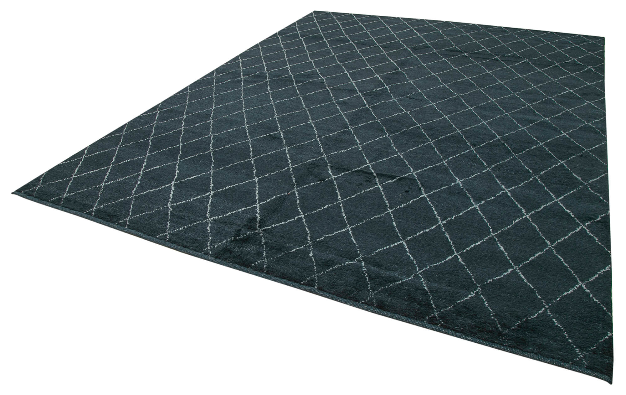 Handmade Wool Cotton Rug - Black Geometric Area Rug | Large Living Room Carpet