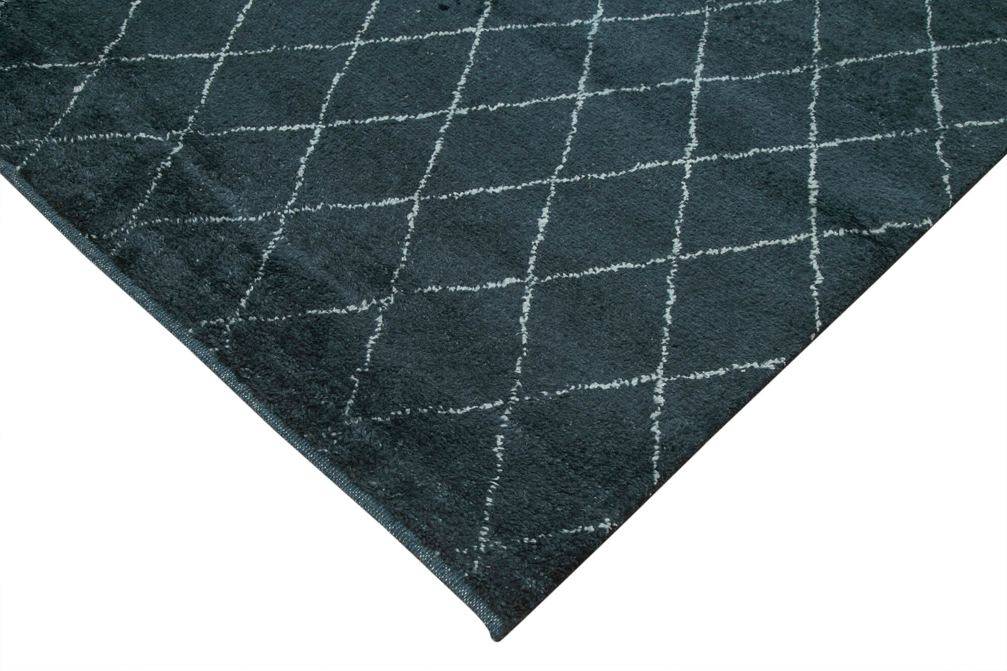 Handmade Wool Cotton Rug - Black Geometric Area Rug | Large Living Room Carpet