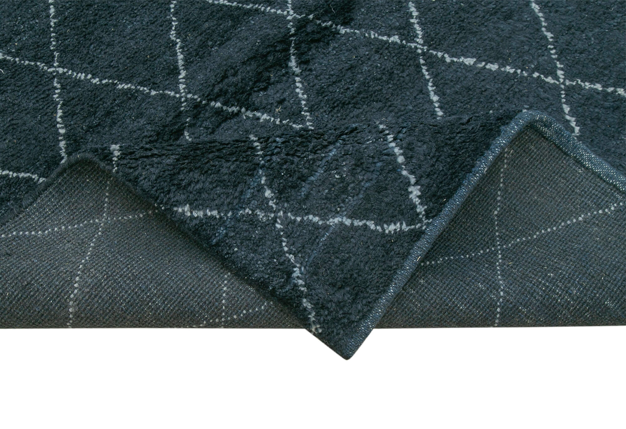 Handmade Wool Cotton Rug - Black Geometric Area Rug | Large Living Room Carpet