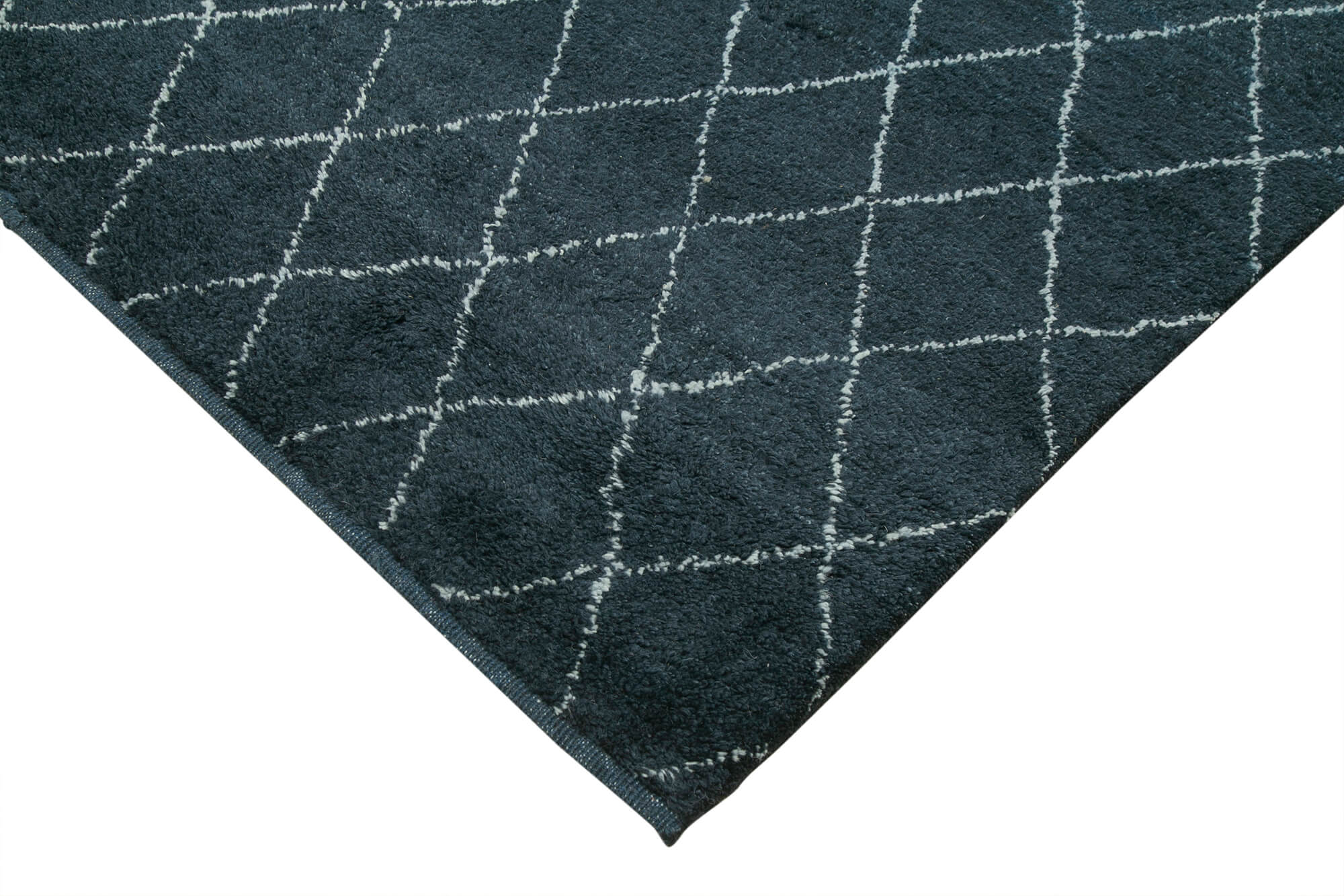 Handmade Wool Cotton Rug - Black Geometric Area Rug 9'x12' | Artisan Crafted Carpet