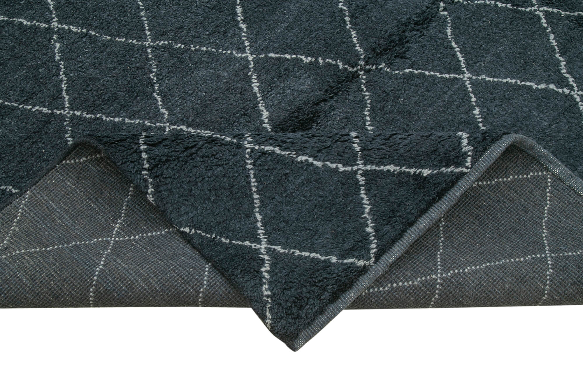 Handmade Wool Cotton Rug - Black Geometric Area Rug 9'x12' | Artisan Crafted Carpet