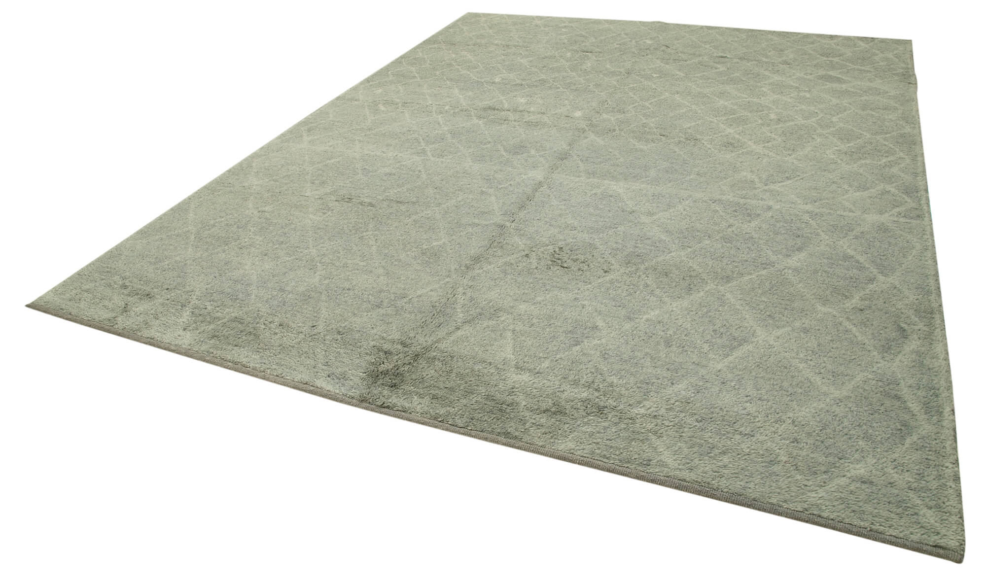 Handmade Wool Cotton Rug - Grey Geometric Pattern, 9x12 Wool Rug by Agacan