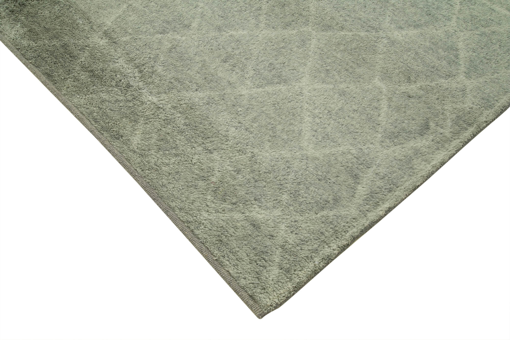 Handmade Wool Cotton Rug - Grey Geometric Pattern, 9x12 Wool Rug by Agacan