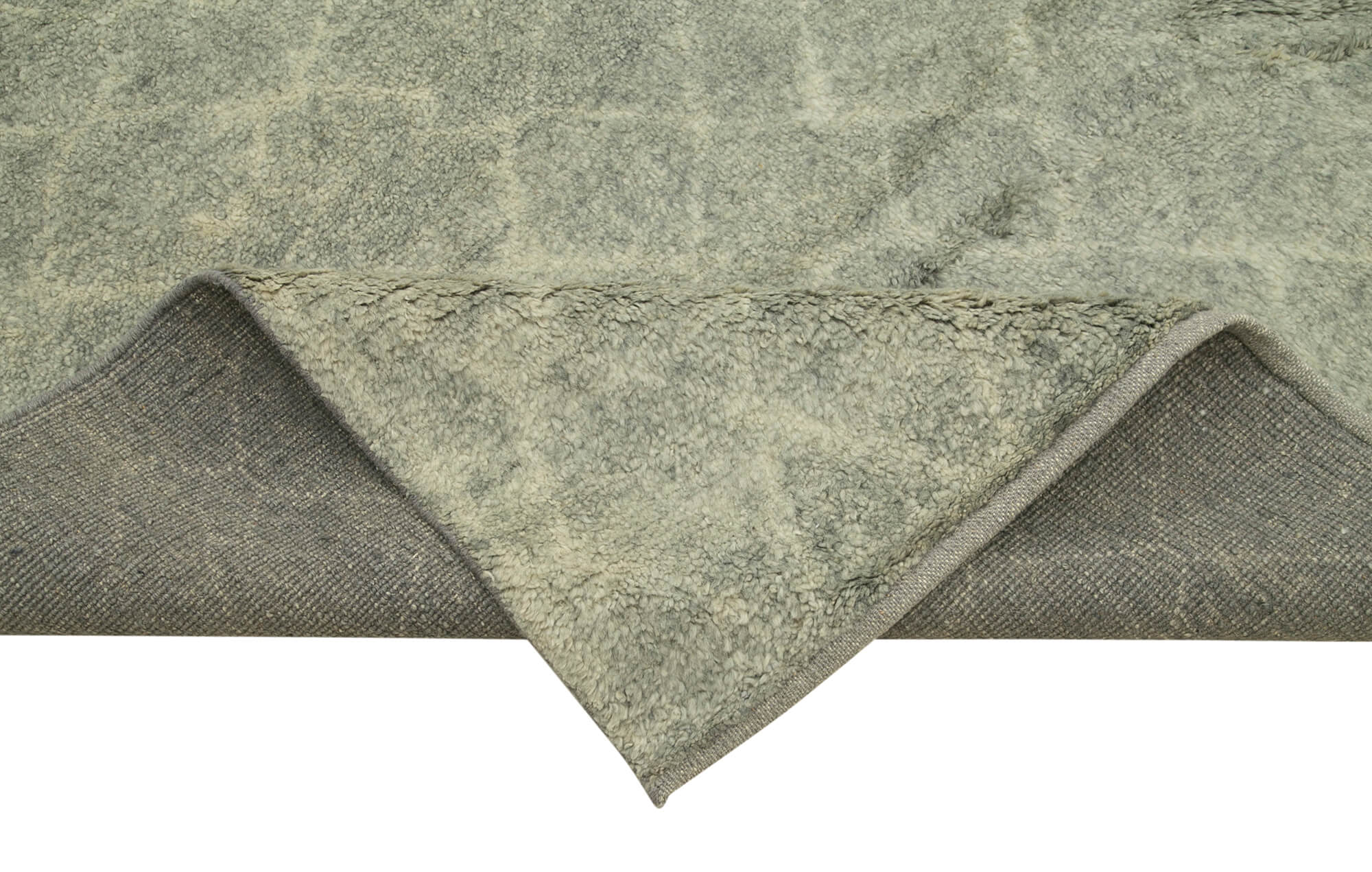 Handmade Wool Cotton Rug - Grey Geometric Pattern, 9x12 Wool Rug by Agacan
