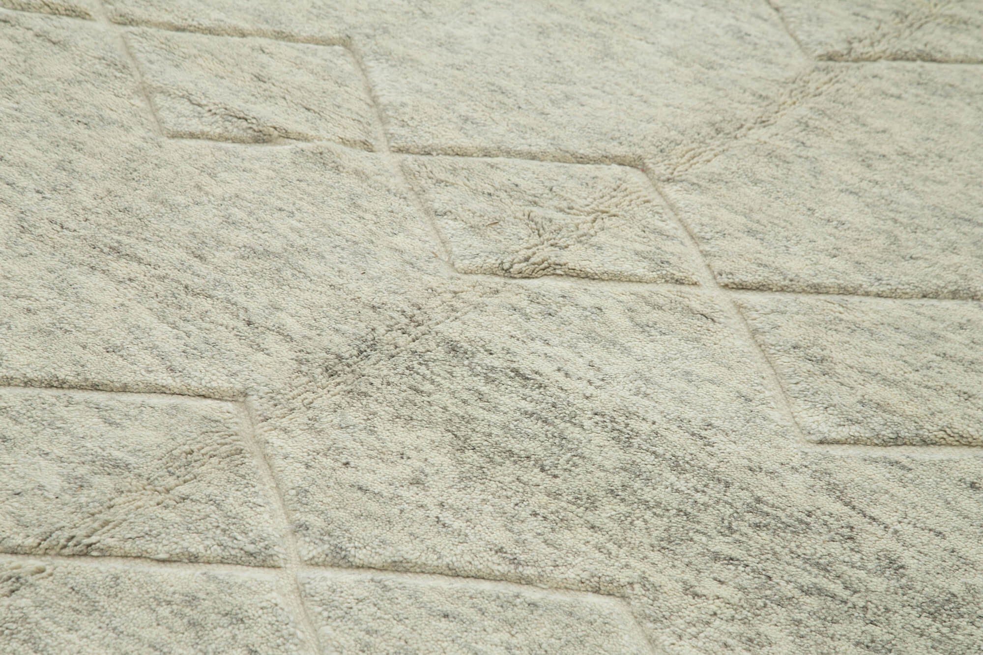 Handmade Wool Cotton Rug - Beige Geometric Soft Wool Area Carpet | Large Living Room Rug